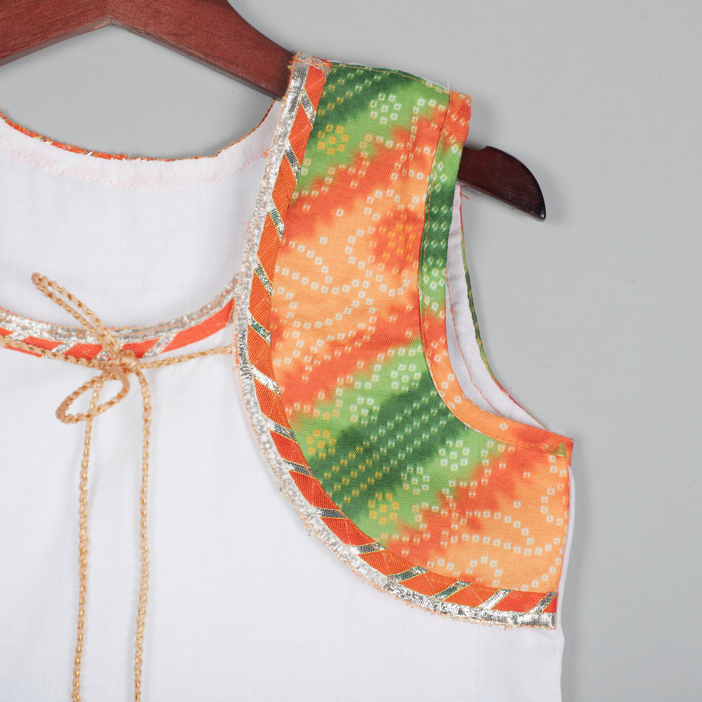 Koti With Tie Looking Top And Printed Dhoti Set