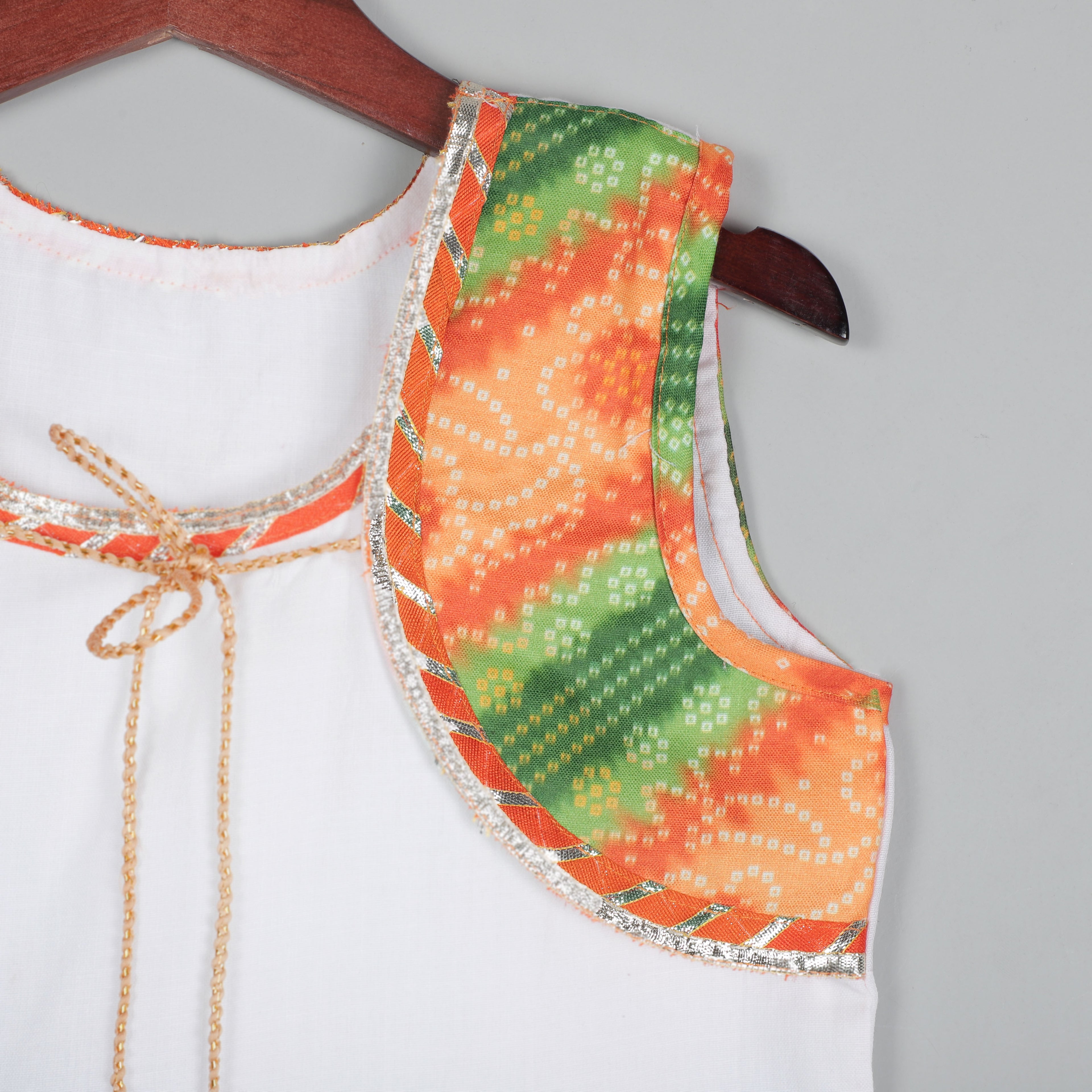 Koti With Tie Looking Top And Printed Dhoti Set