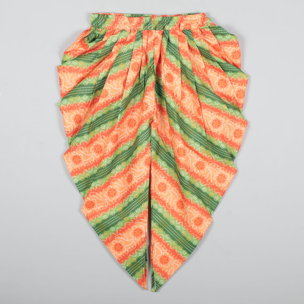 Koti With Tie Looking Top And Printed Dhoti Set