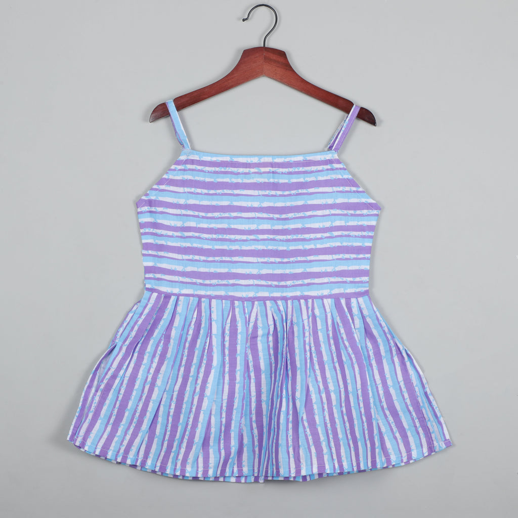 Purple Lining Sleeveless Flared Top And Palazzon Pant Set