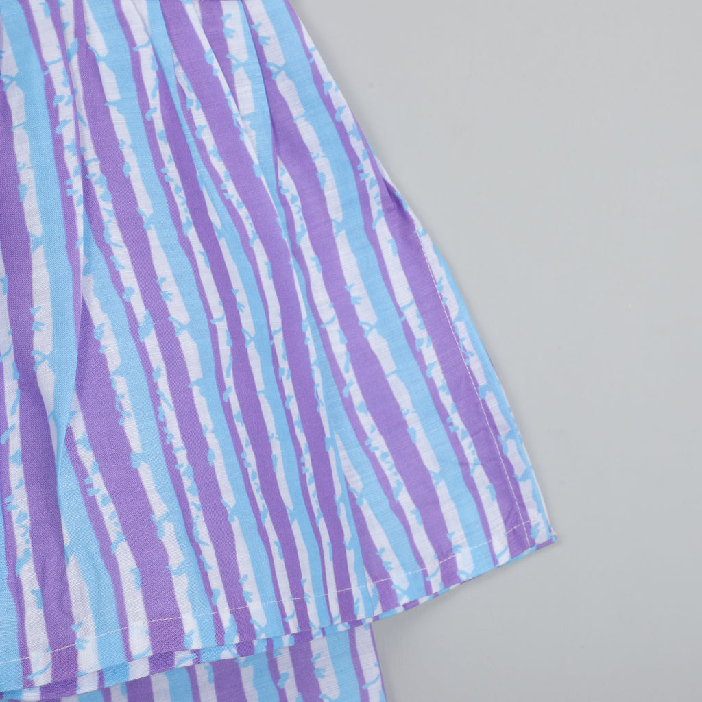 Purple Lining Sleeveless Flared Top And Palazzon Pant Set