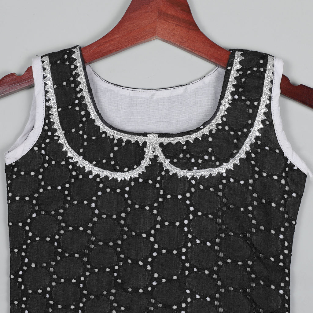 Top And Pant Set With Balloon Dot, Gotta Lace And Flared at Bottom Of Hem