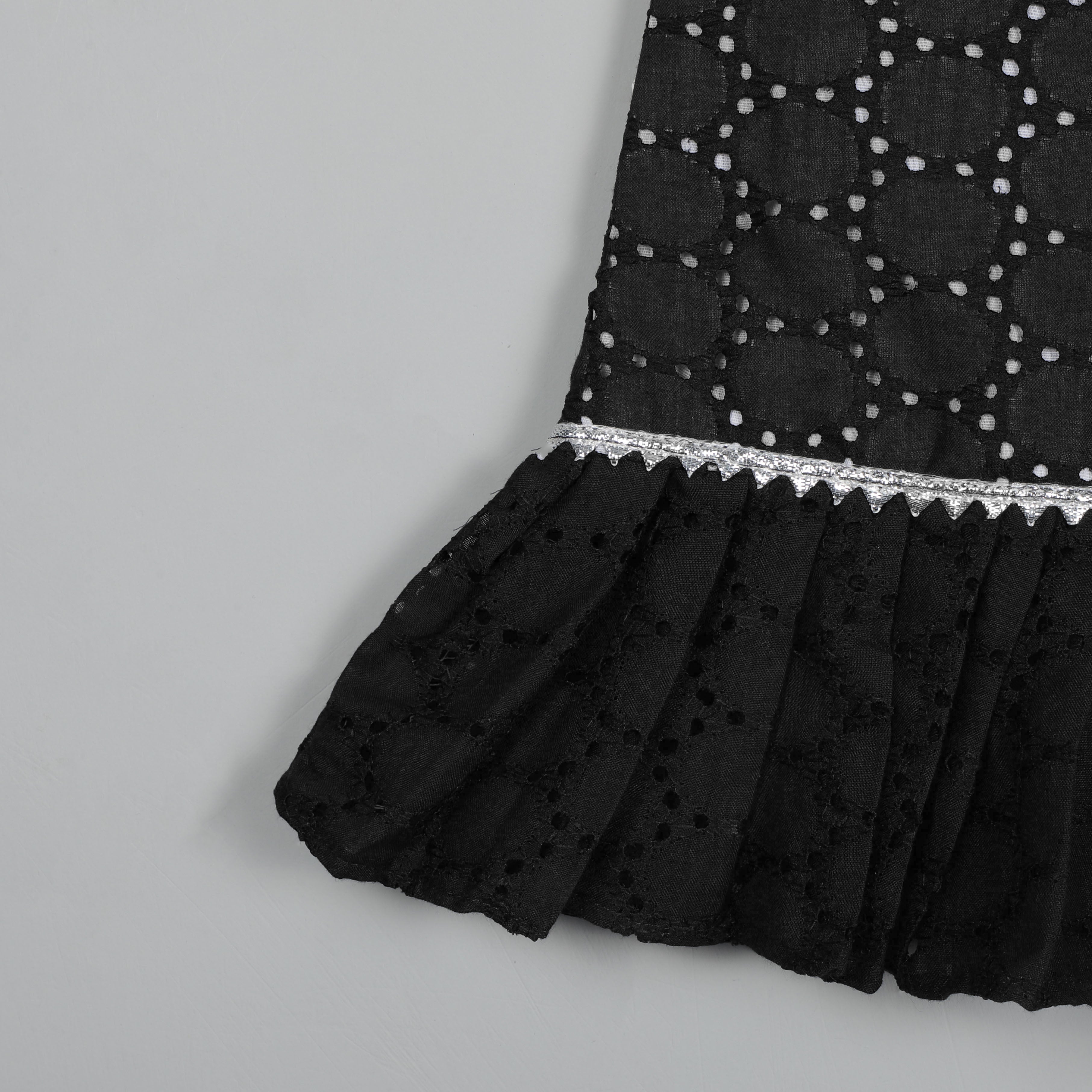 Top And Pant Set With Balloon Dot, Gotta Lace And Flared at Bottom Of Hem