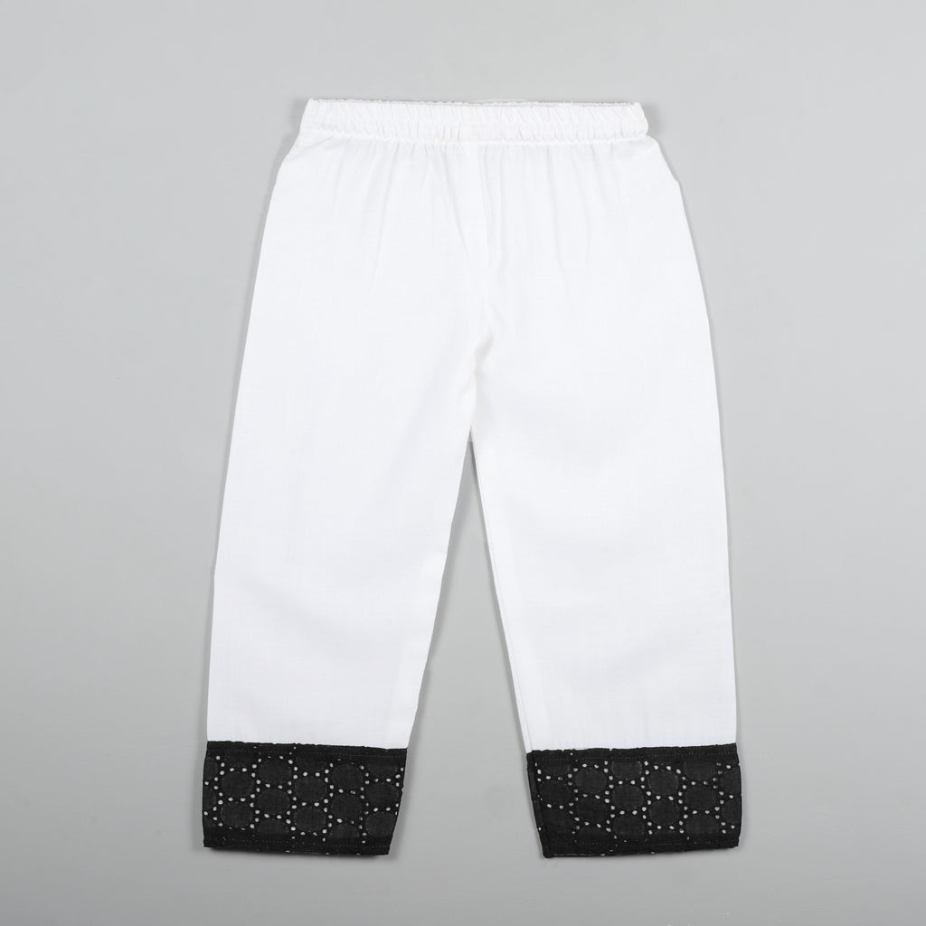 Top And Pant Set With Balloon Dot, Gotta Lace And Flared at Bottom Of Hem