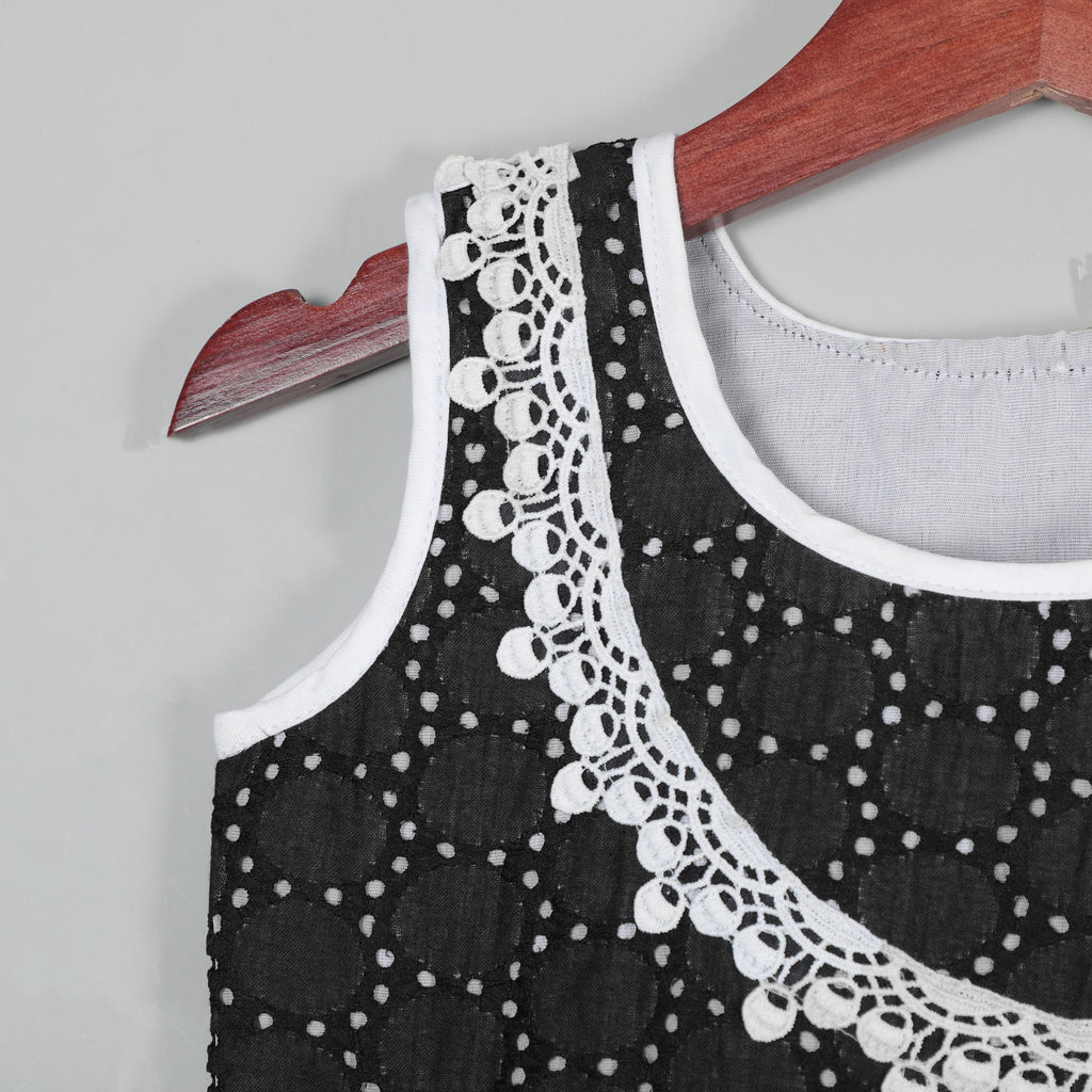 Sleeveless Balloon Dot Top And Pant Set With Gotta Lace And Flared