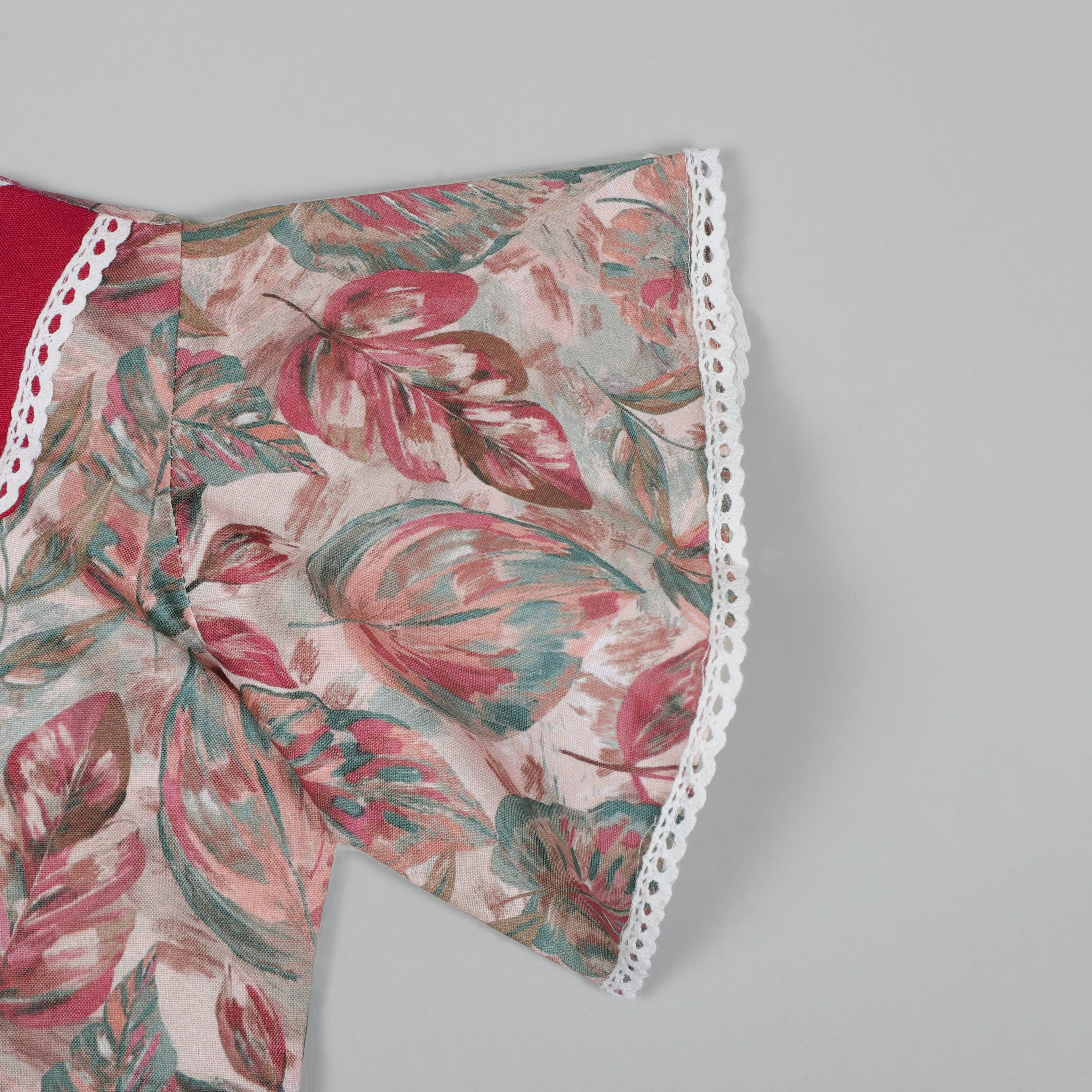 Umbrella Short Sleeves Top With Lace Border And Sharara Set