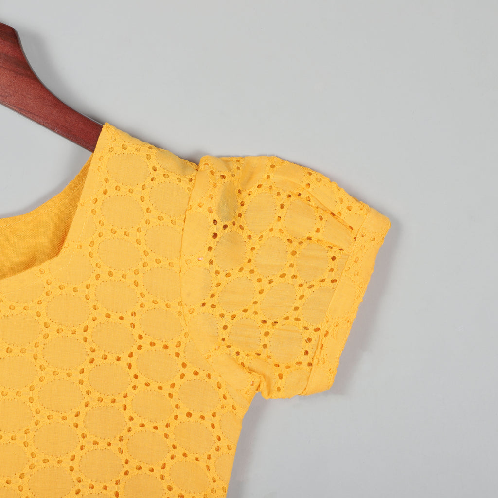 Puffy Short Sleeves Yellow Balloon Dot Top With Pant