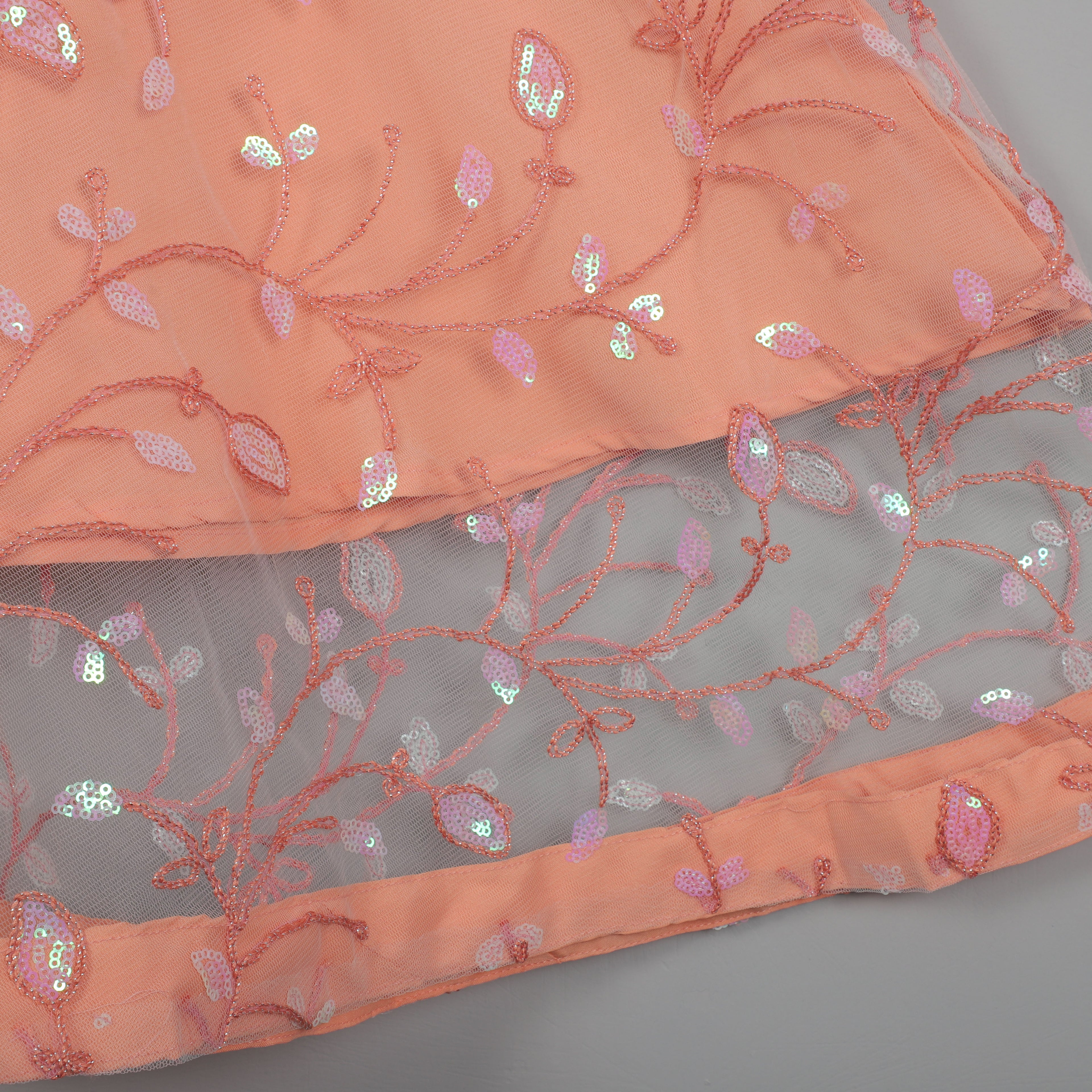 Light Orange Gown With Embroidery Work Net And Inner