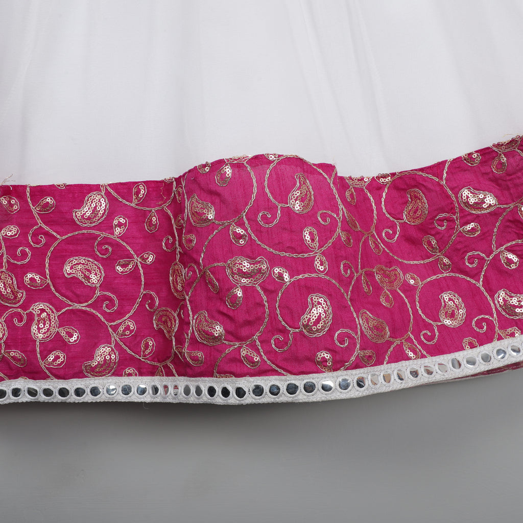 Embroidery Mirror Work Choli With Puffy Sleeve And Lehenga