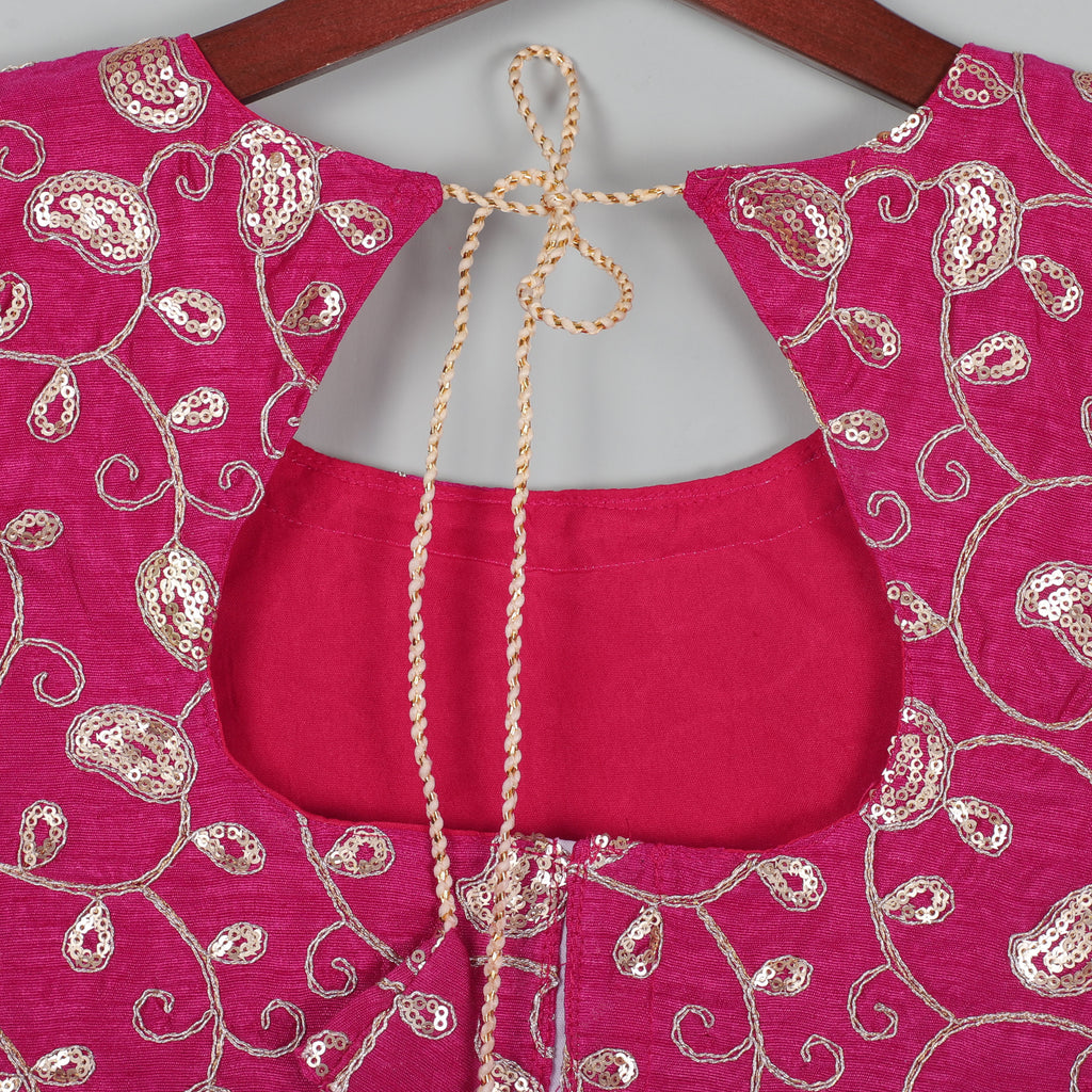 Embroidery Mirror Work Choli With Puffy Sleeve And Lehenga