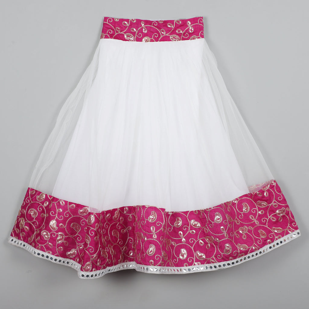 Embroidery Mirror Work Choli With Puffy Sleeve And Lehenga