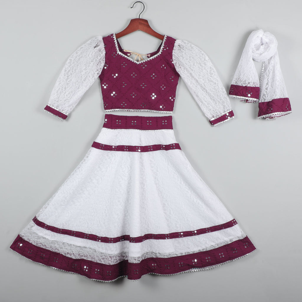 Embroidered Choli With 3/4 Sleeves, Lehenga And Dupatta Set