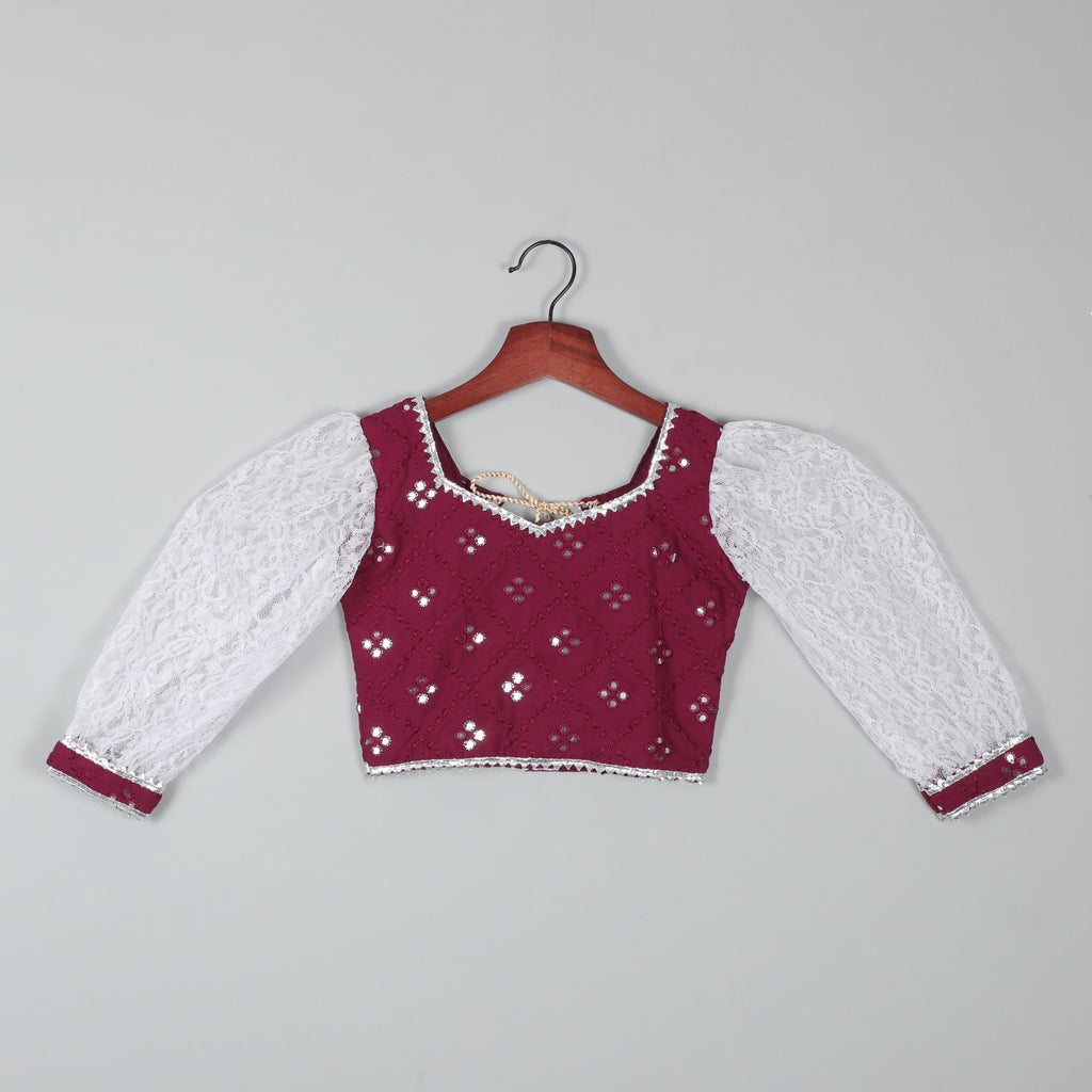 Embroidered Choli With 3/4 Sleeves, Lehenga And Dupatta Set