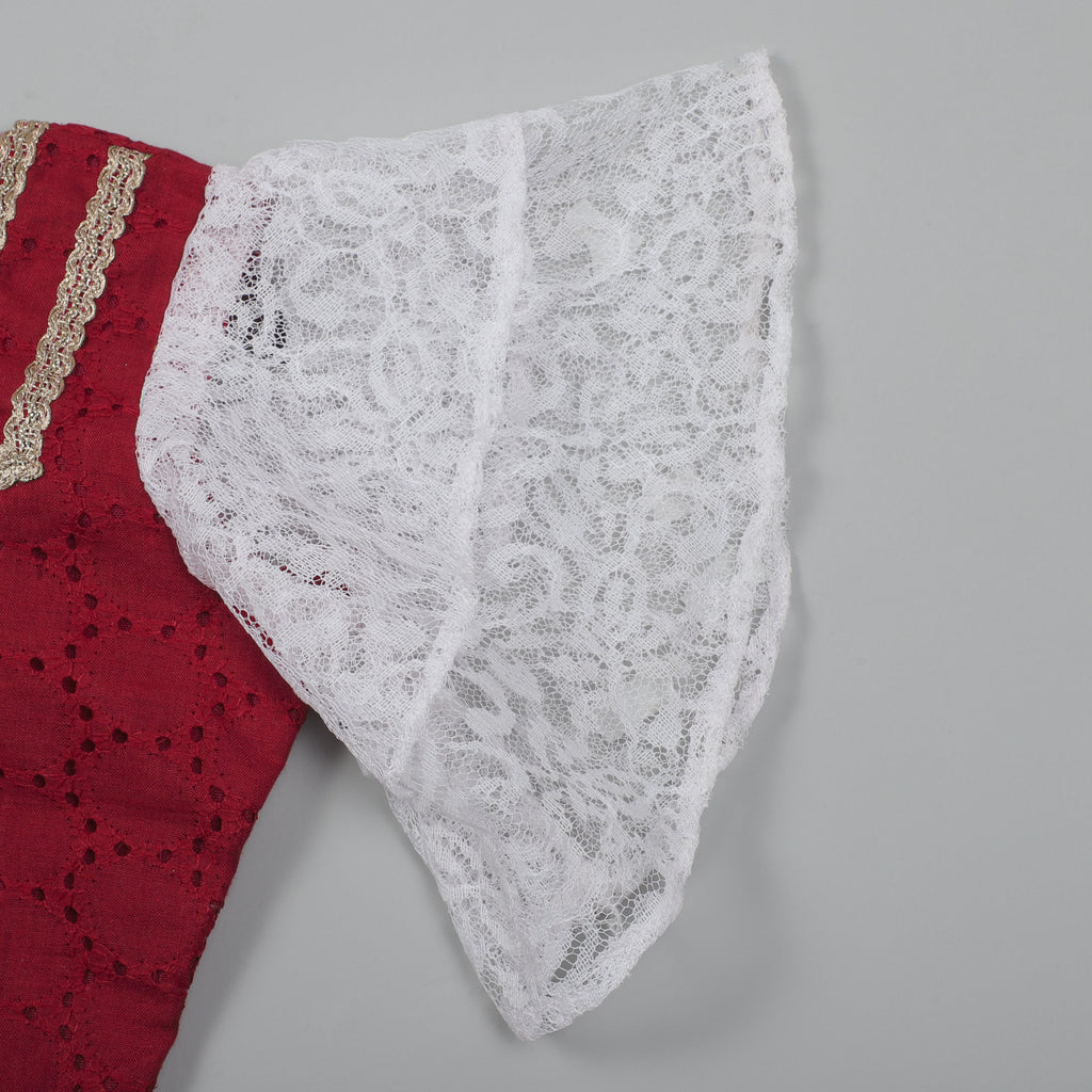 Balloon Dot Pattern Choli With Butterfly Sleeves And Flared Lehenga