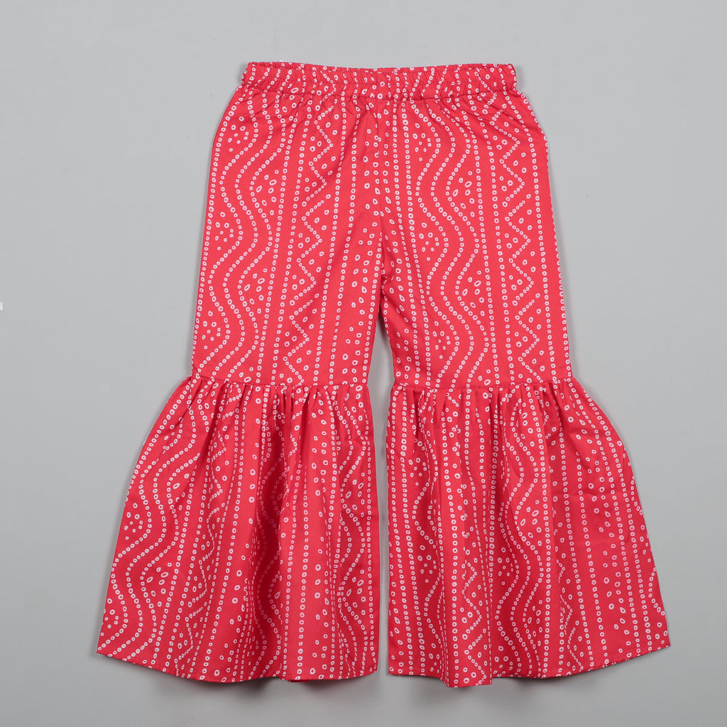 Gift Look Balloon Dot Cotton Top And Printed Sharara Set