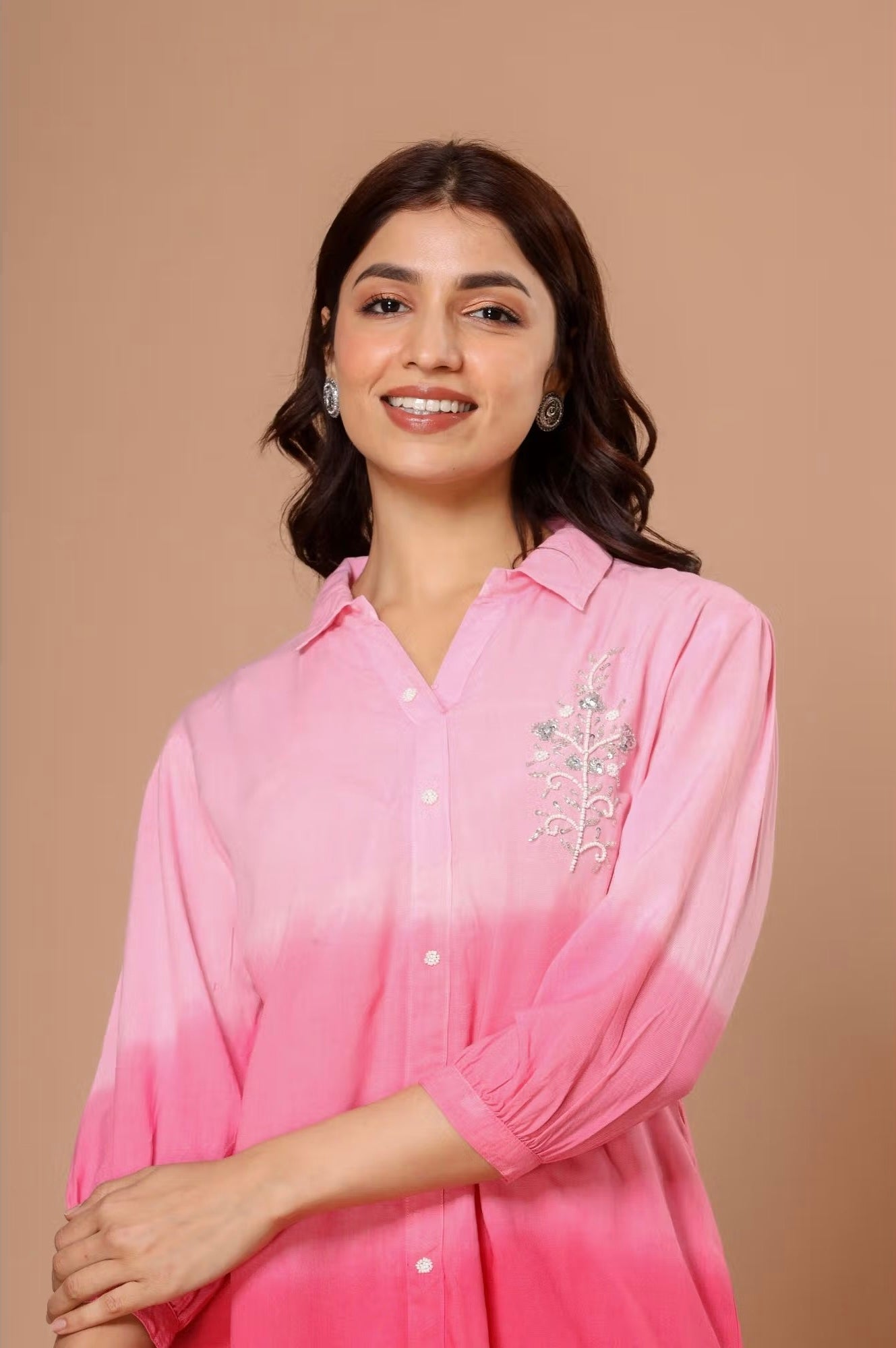 Handwork Butta Top And Palazzo Set With Layered Color Combination