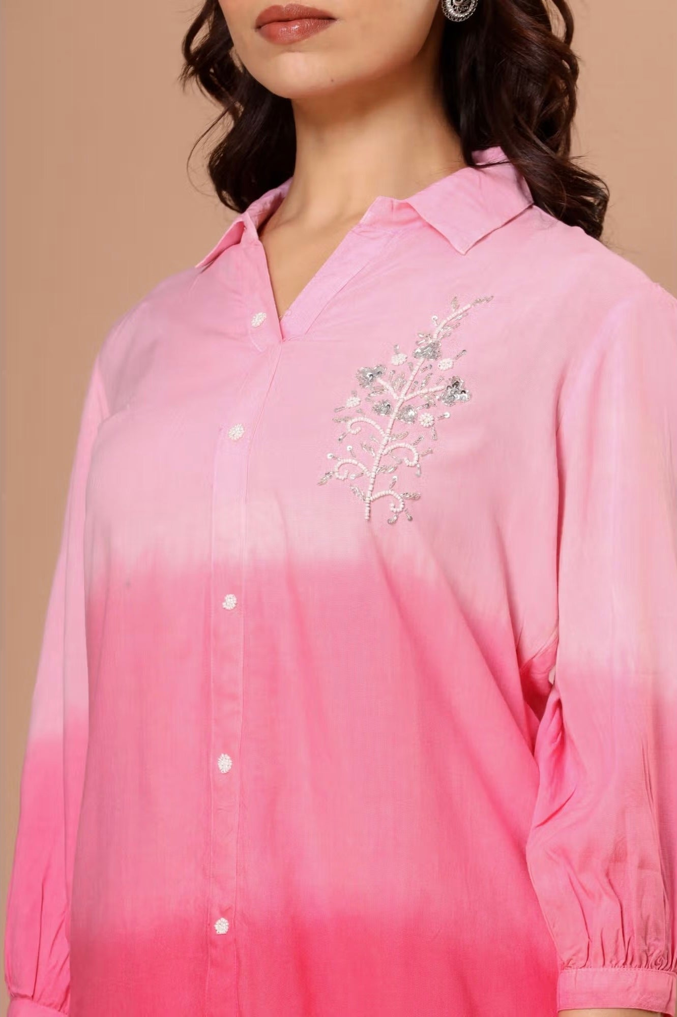 Handwork Butta Top And Palazzo Set With Layered Color Combination