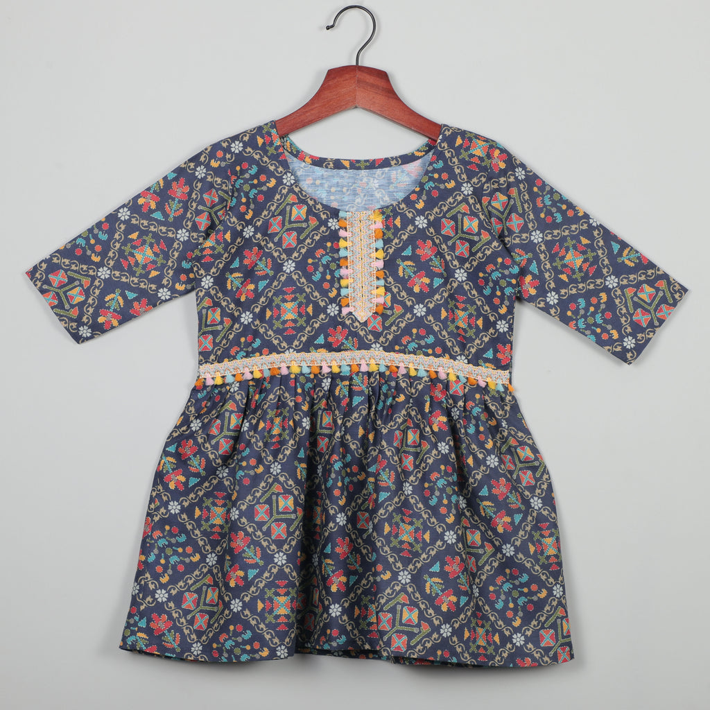 Printed Rayon Anarkali Top And Sharara Set