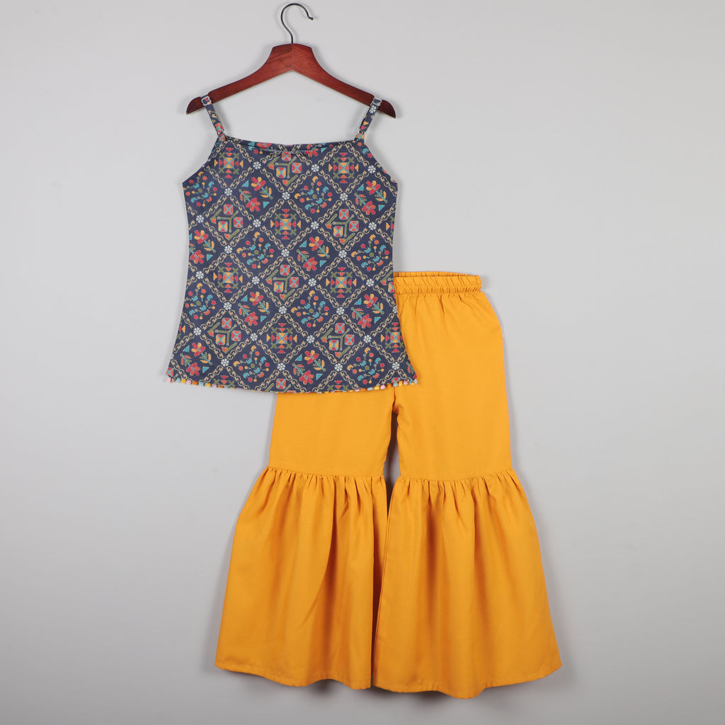 Sleeveless Gotta Lace Border With Multicolors And Sharara Set