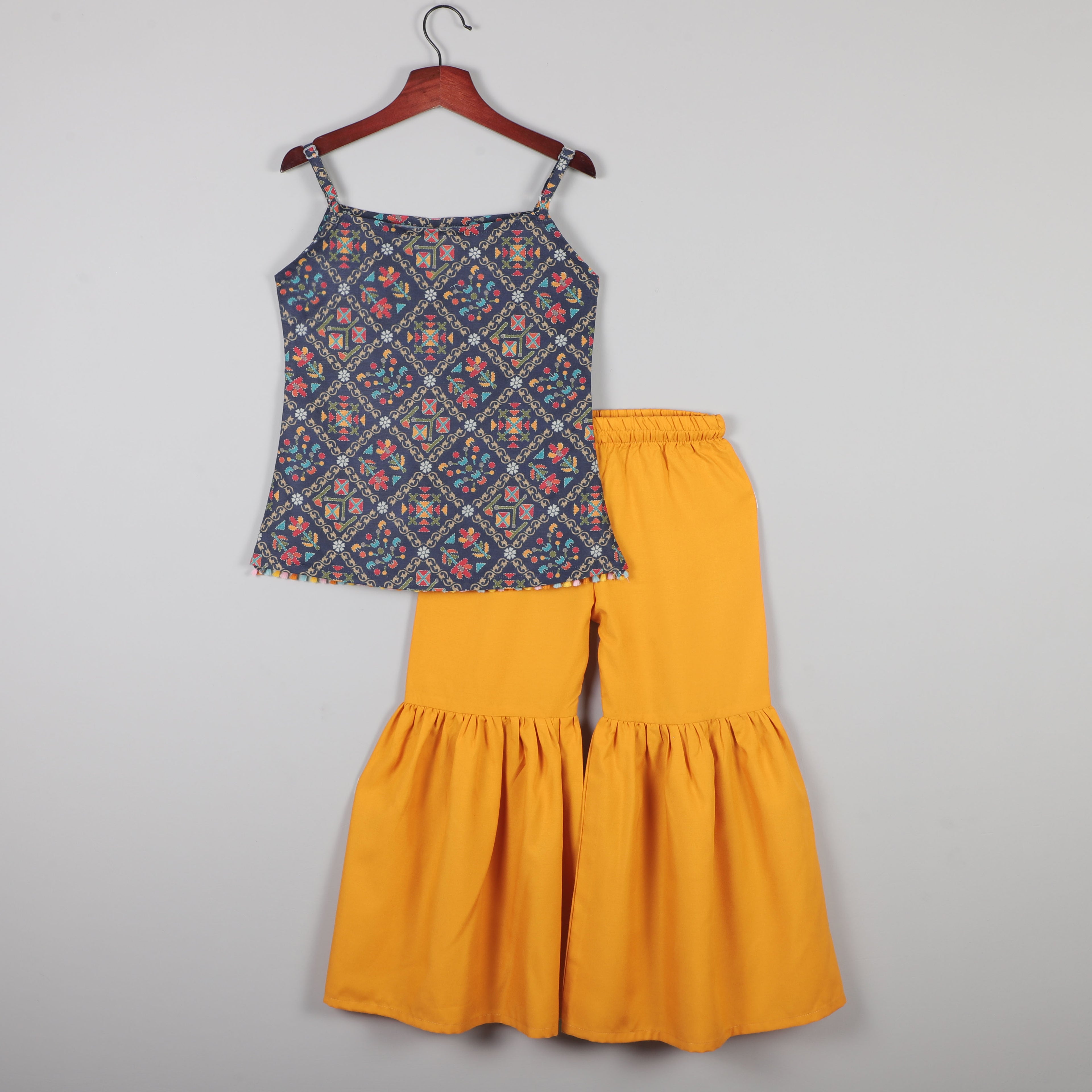 Sleeveless Gotta Lace Border With Multicolors And Sharara Set