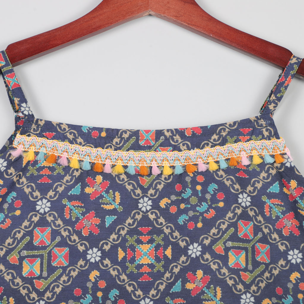 Sleeveless Gotta Lace Border With Multicolors And Sharara Set