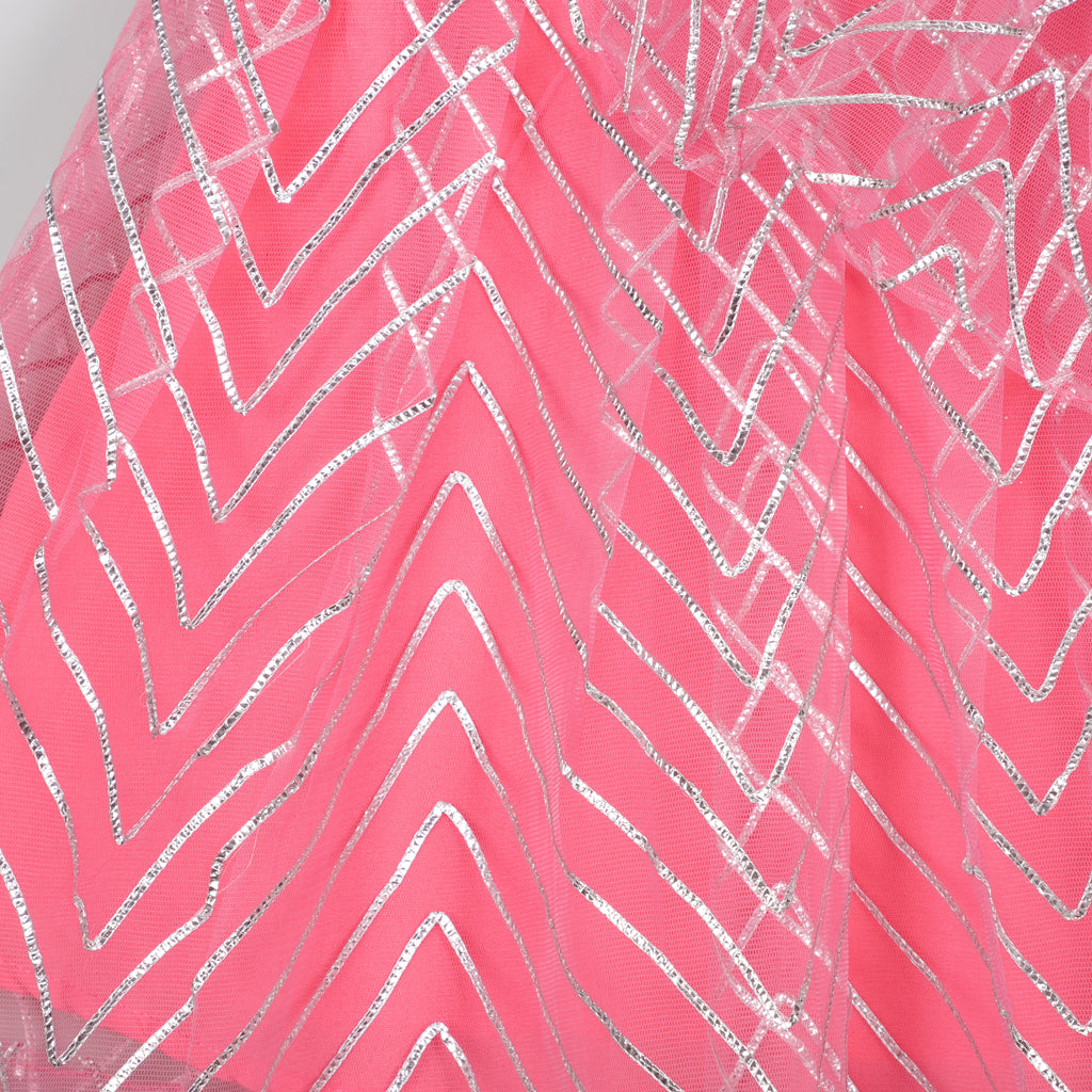 Girls Silver Cross Net Dress with Inner