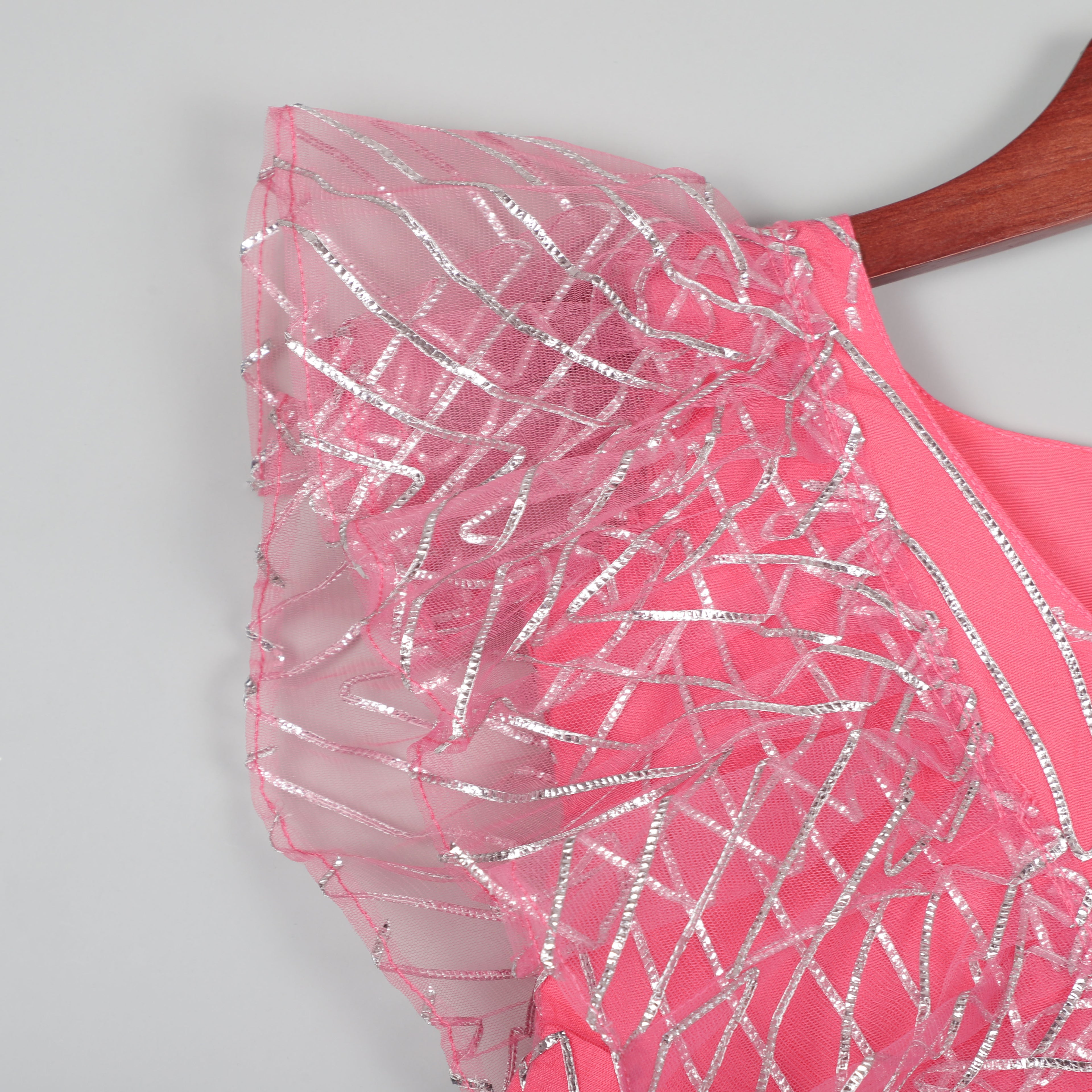 Girls Silver Cross Net Dress with Inner