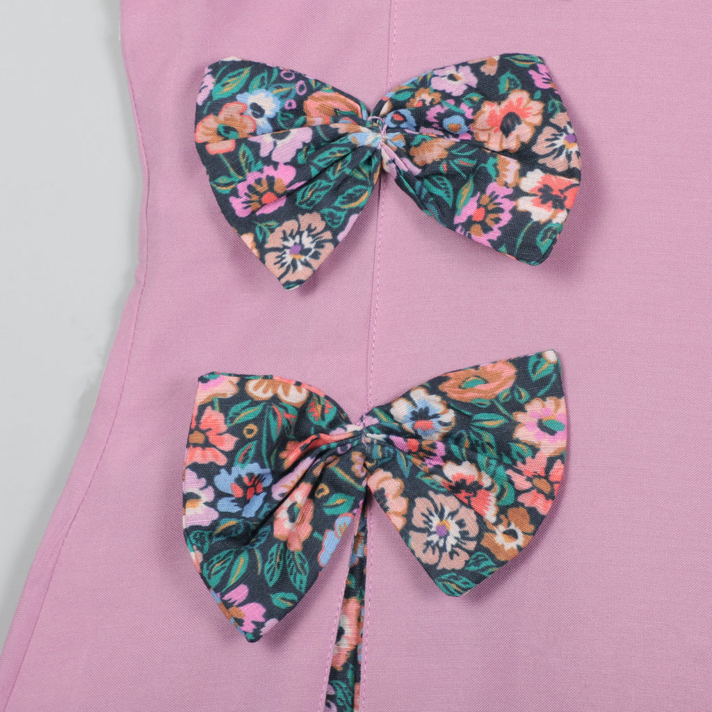 Onion Pink Puffy Sleeves Dress With Bowie Designer Look