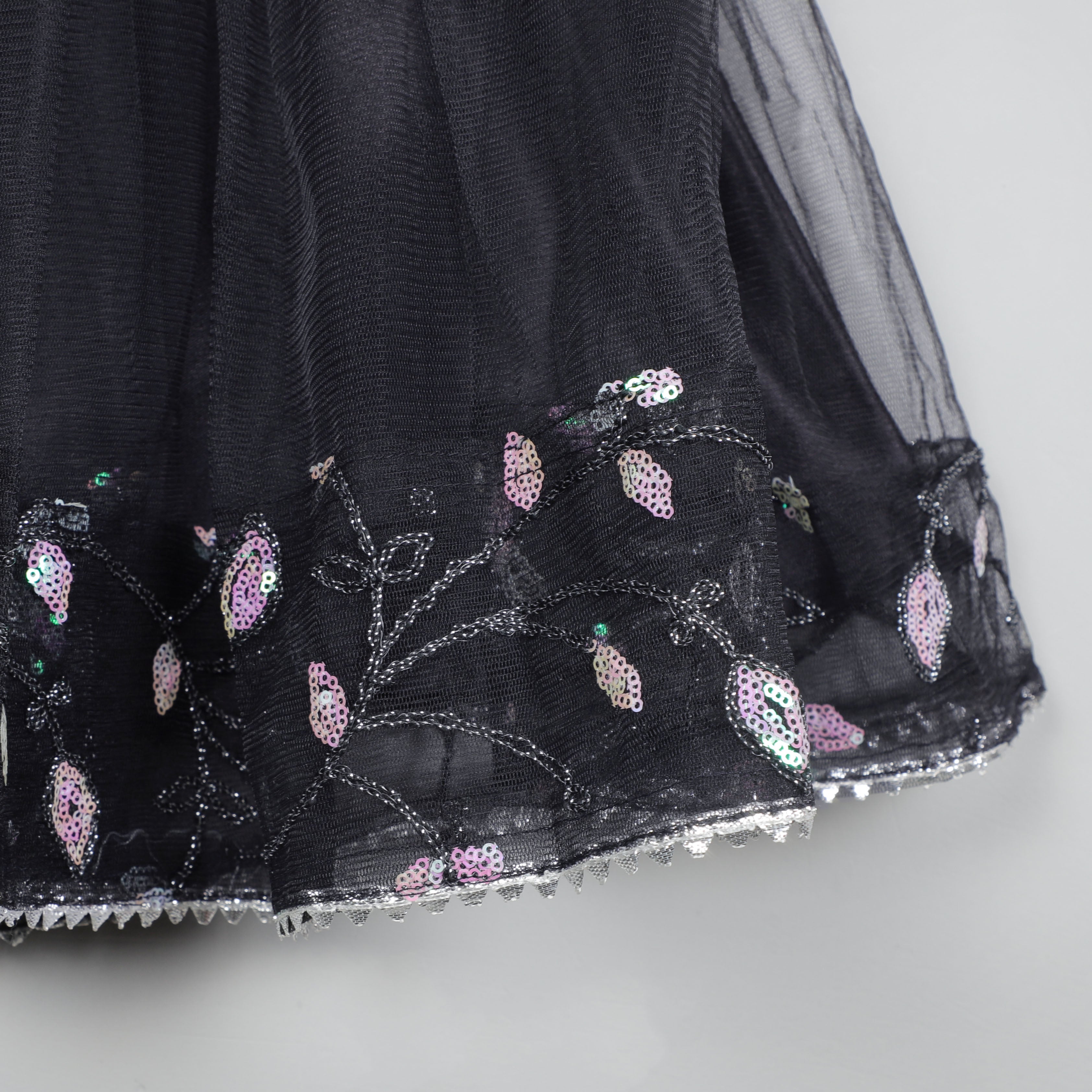 Roll Up Sleeves With Sequence Shiny Embroidery Work On Fron And Back