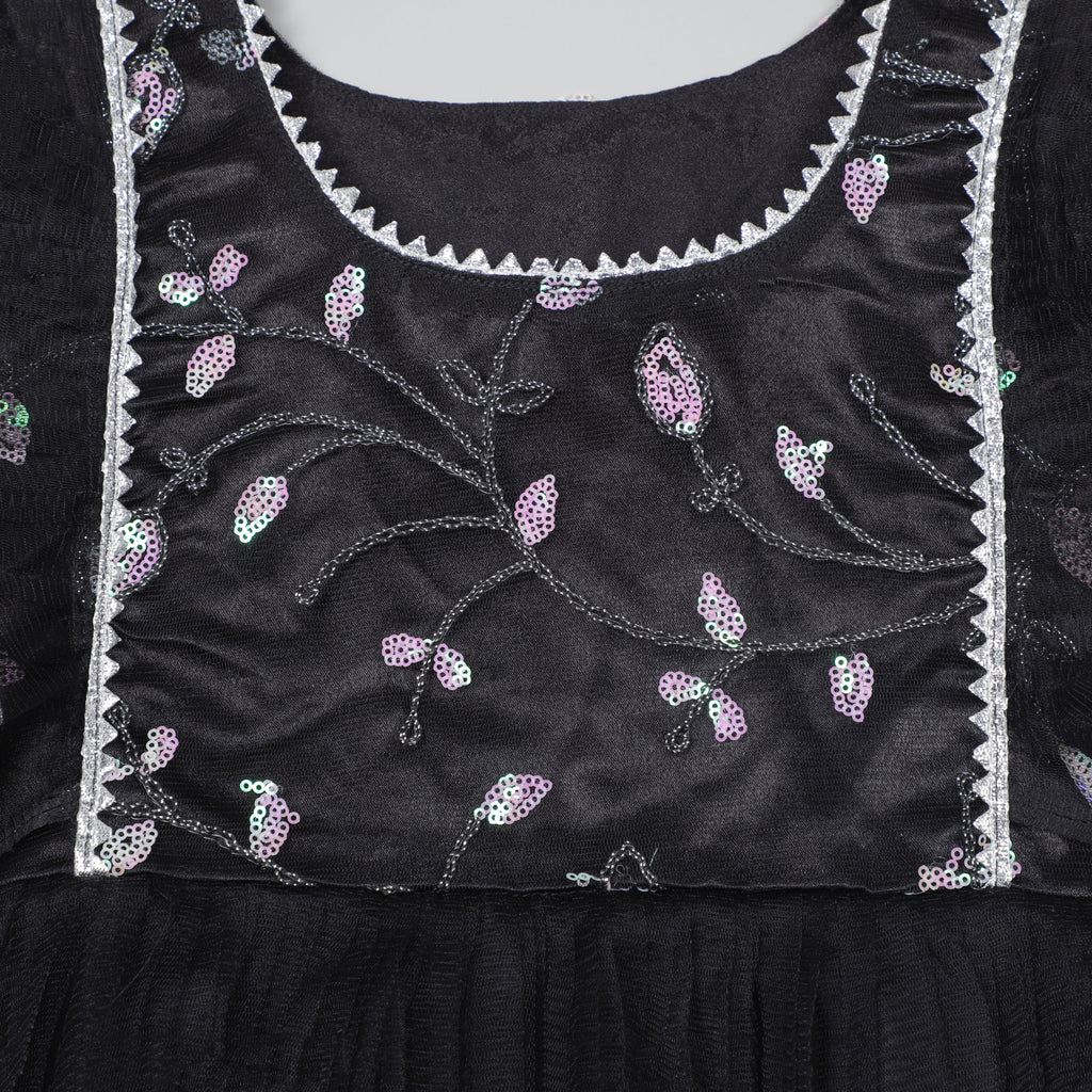 Roll Up Sleeves With Sequence Shiny Embroidery Work On Fron And Back