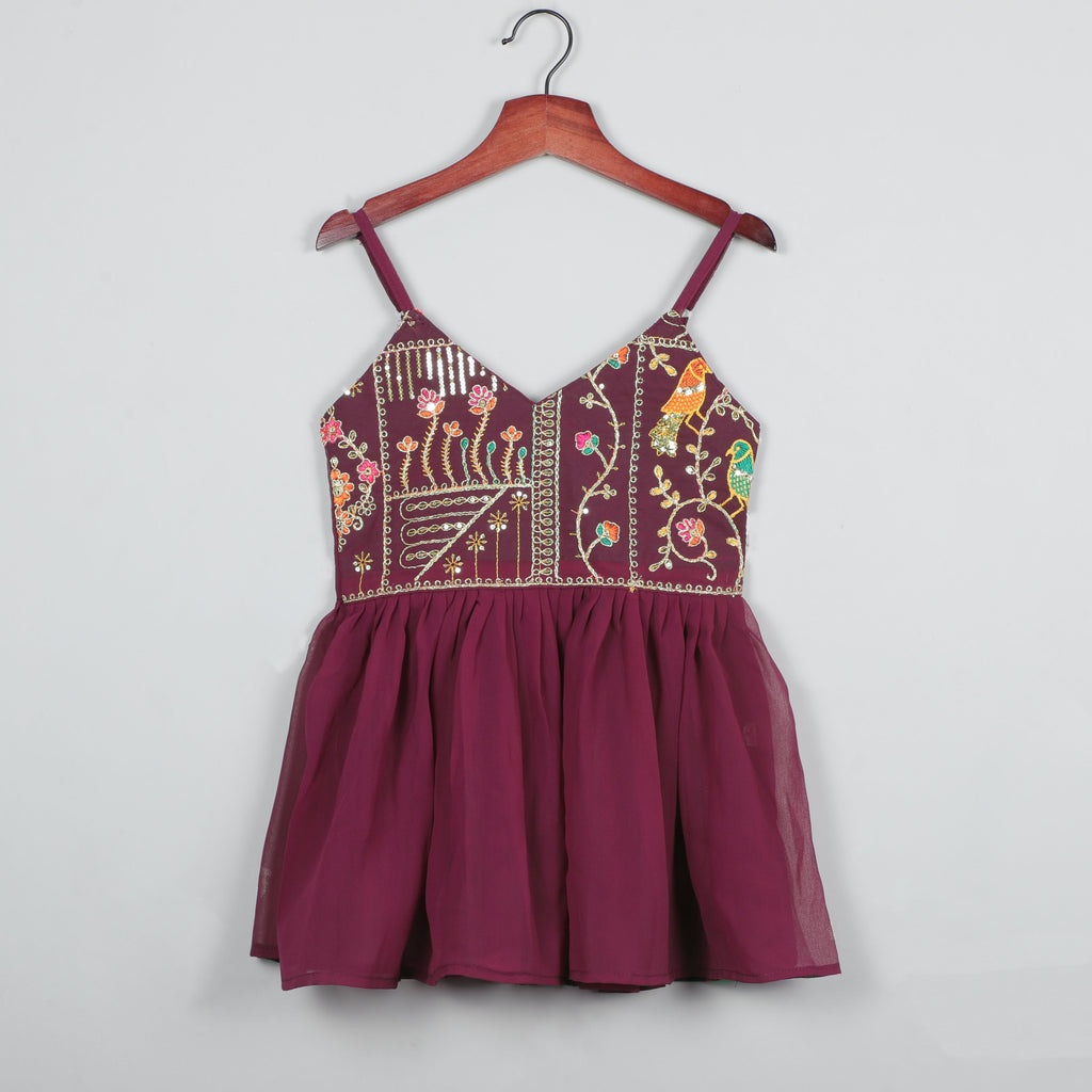 Sleeveless Top With Embroidery Work And Sharara Set