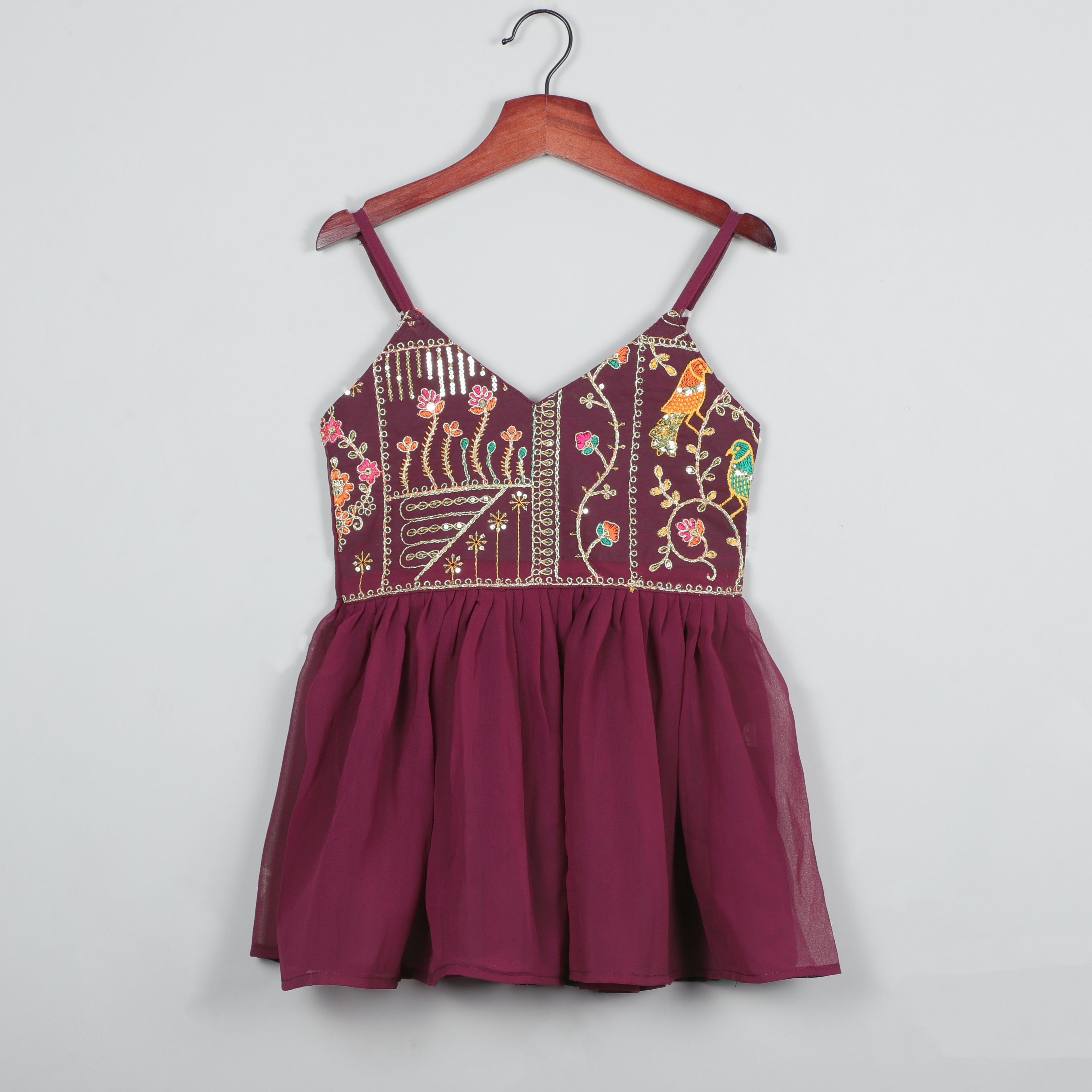 Sleeveless Top With Embroidery Work And Sharara Set