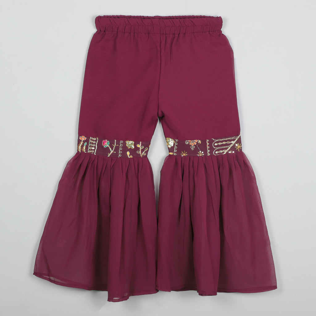 Sleeveless Top With Embroidery Work And Sharara Set