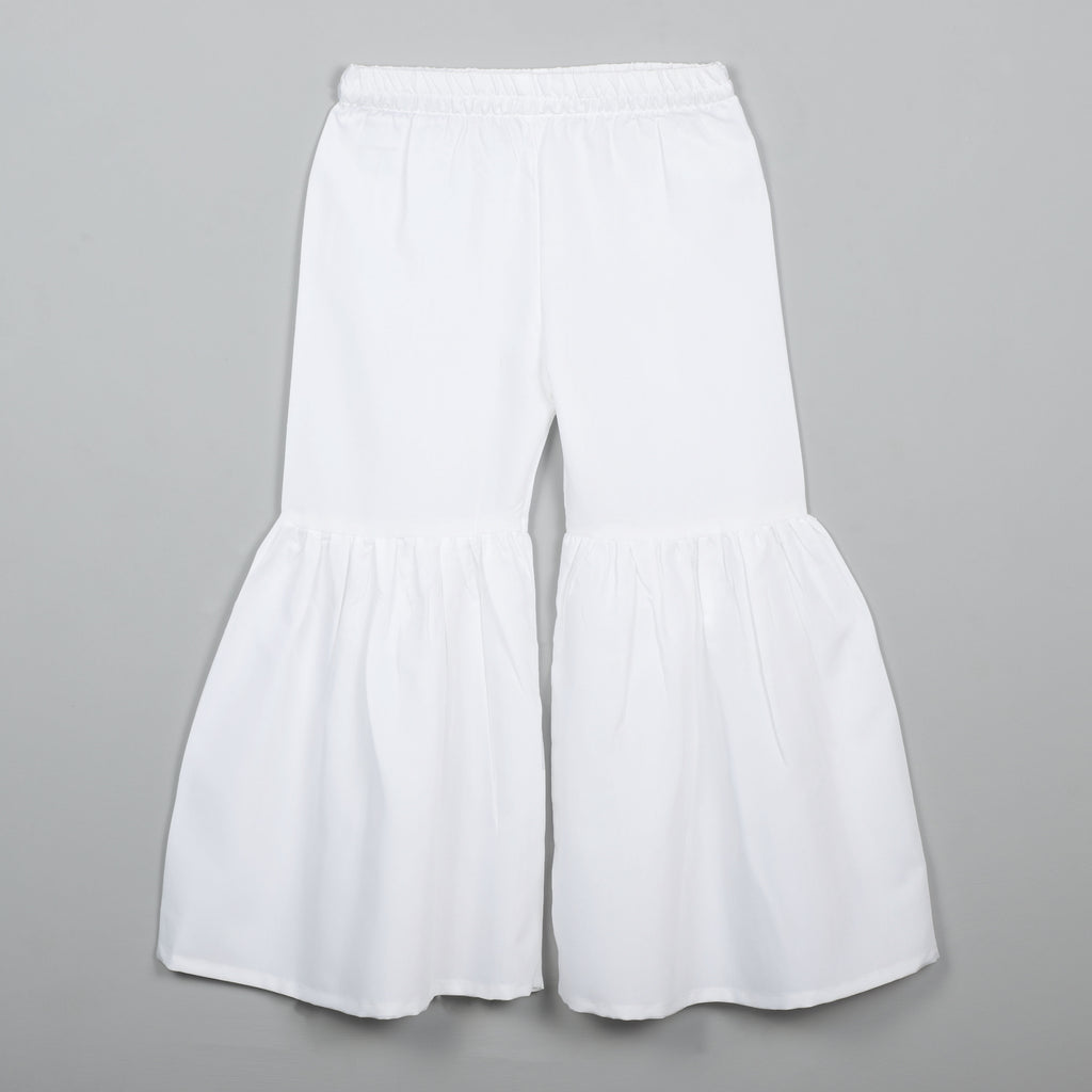 Flower Printed Top With Lace Border On Neck And Sharara Set