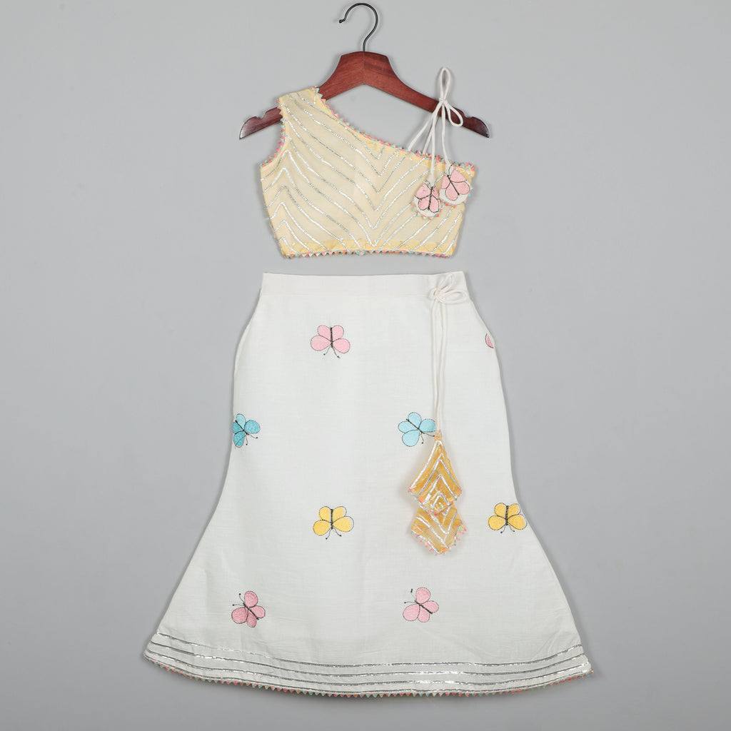 One Shoulder Choli And  Embroidered Lehenga