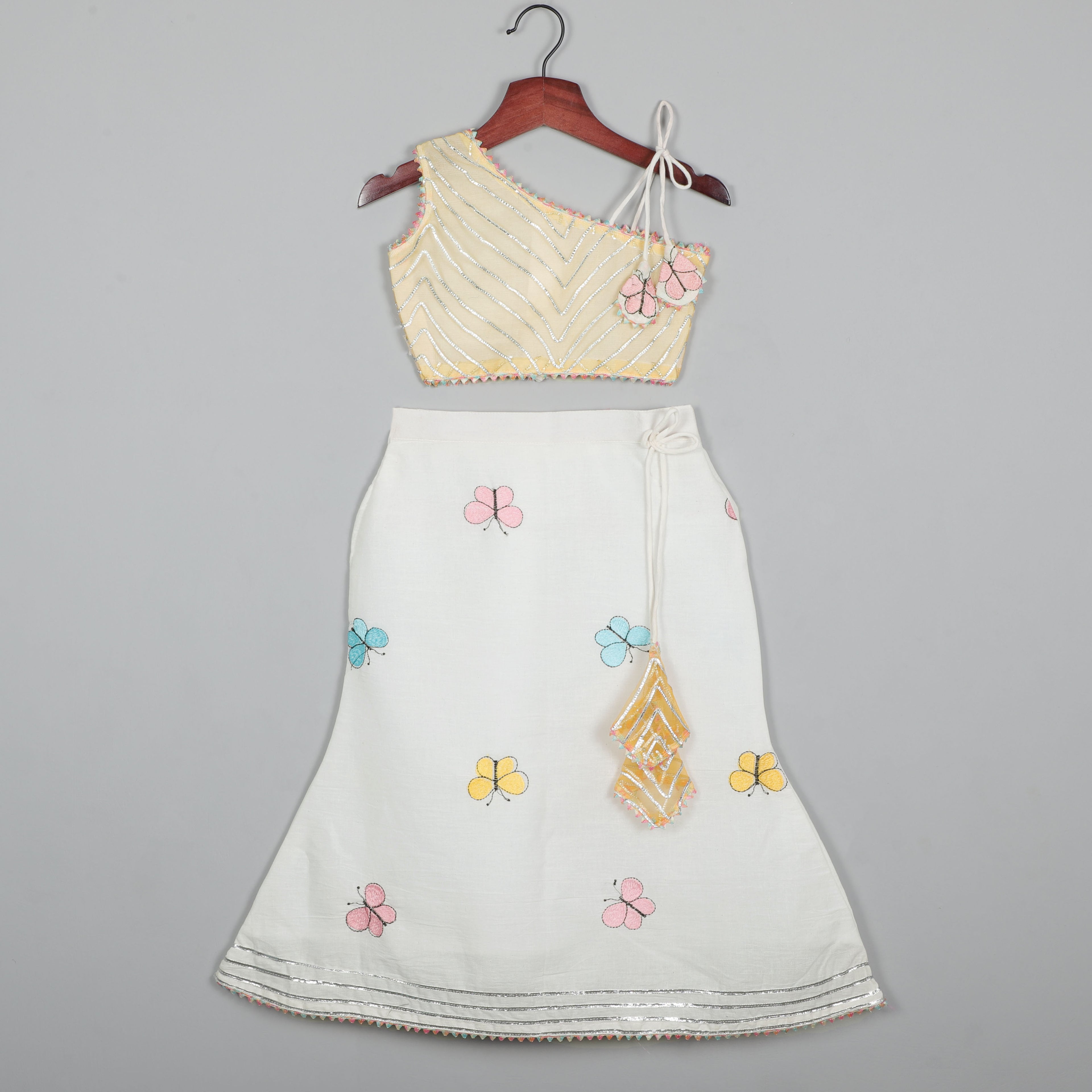 One Shoulder Choli And  Embroidered Lehenga