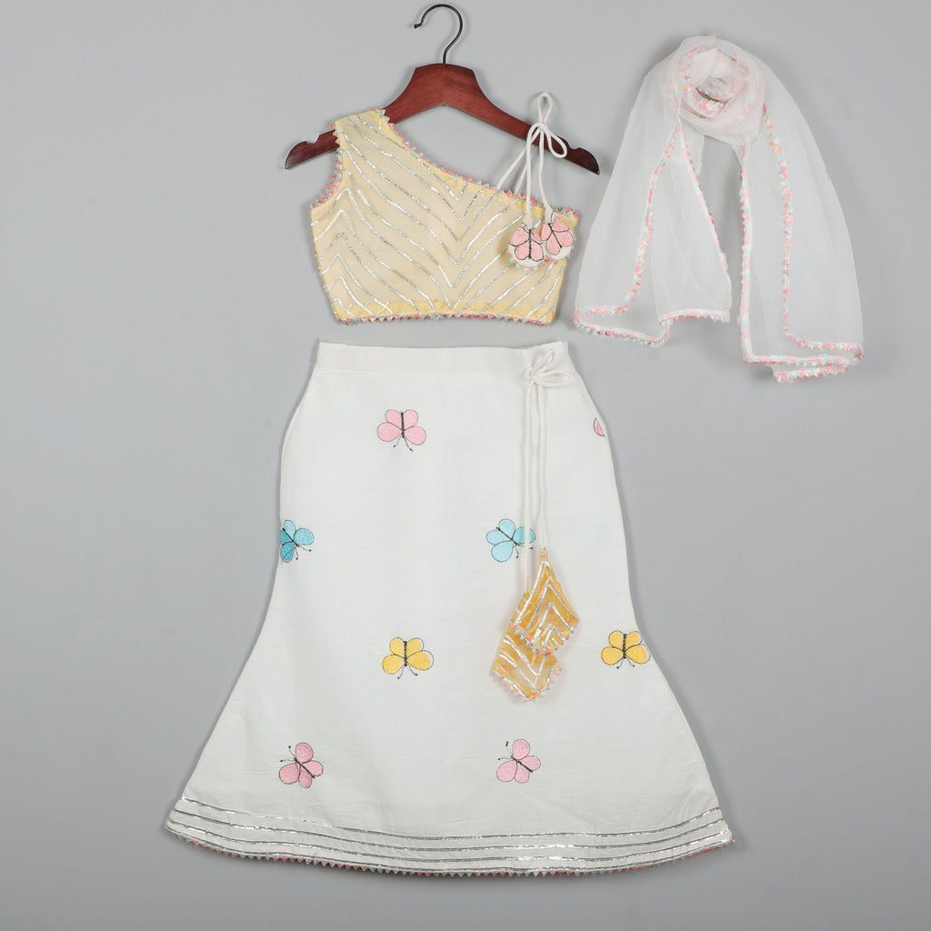 One Shoulder Choli And  Embroidered Lehenga