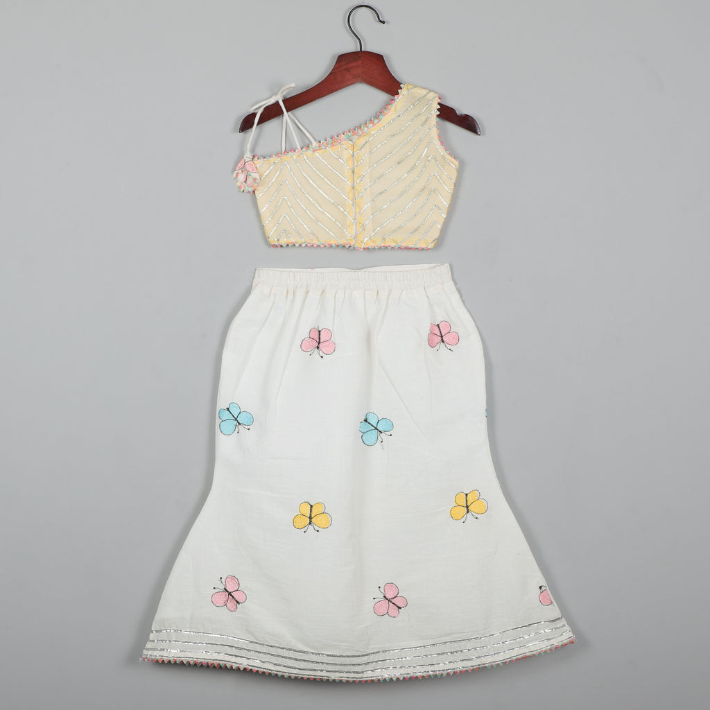 One Shoulder Choli And  Embroidered Lehenga