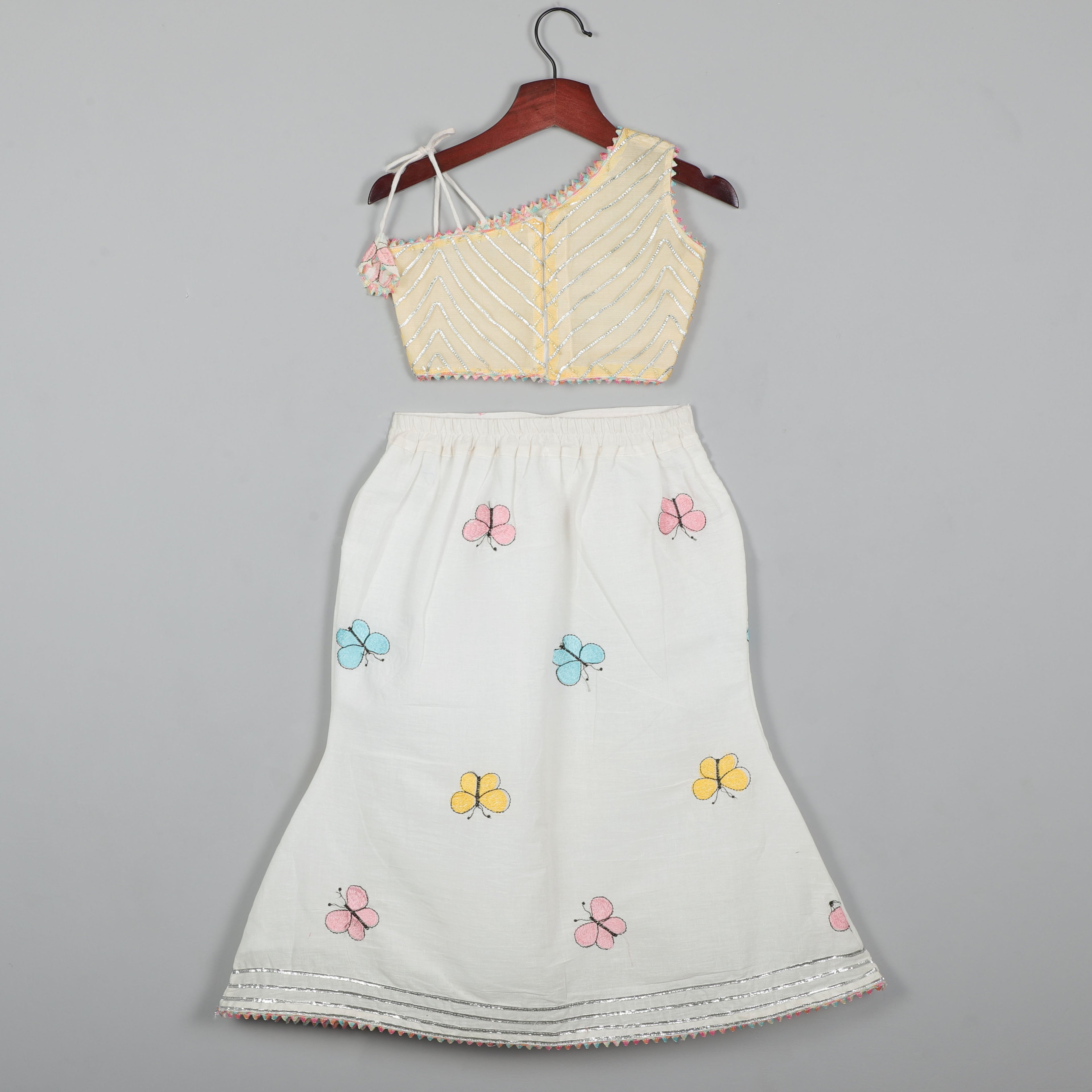 One Shoulder Choli And  Embroidered Lehenga