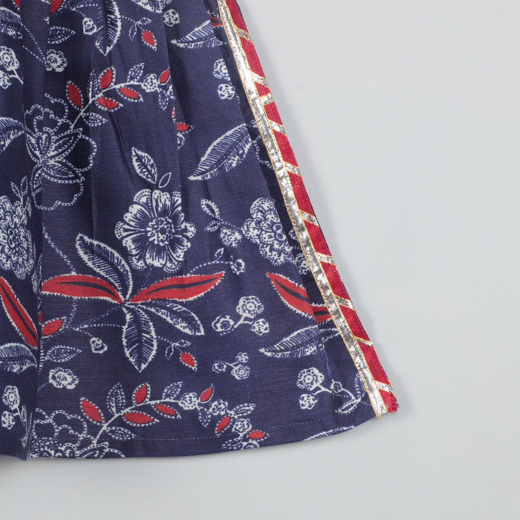 Three Quater Sleeves Printed Top And Palazzo Pant Set