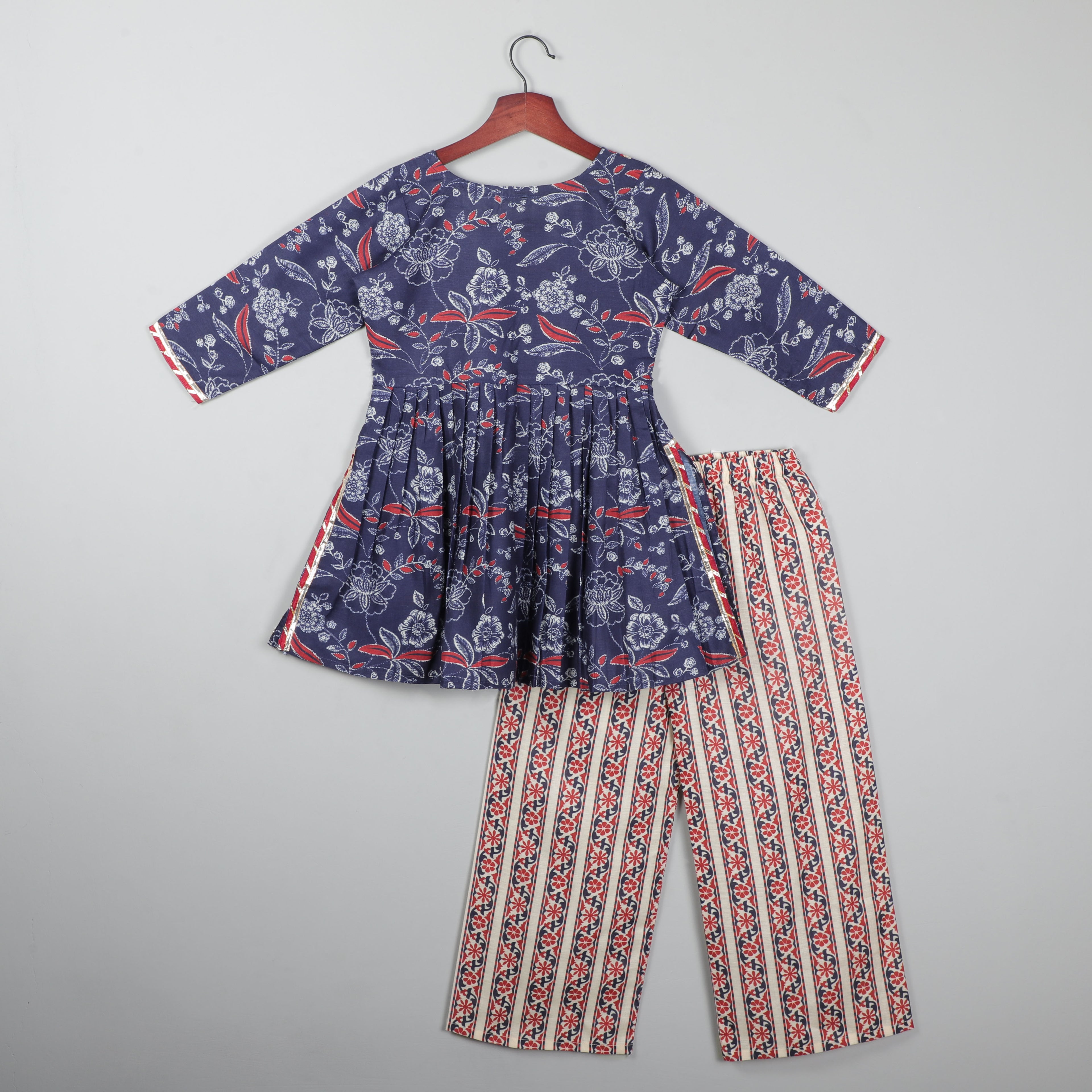 Three Quater Sleeves Printed Top And Palazzo Pant Set