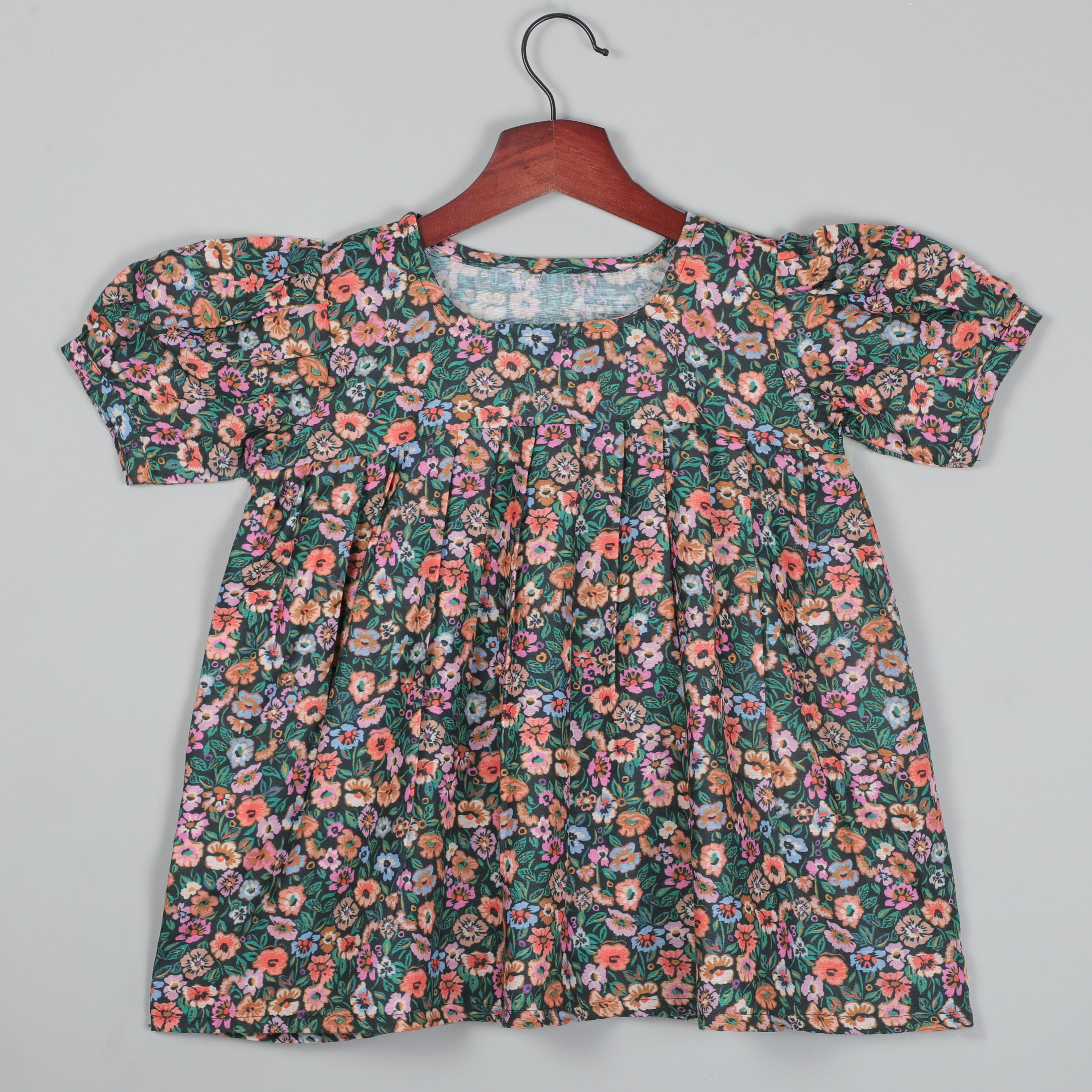 Printed Puffy Sleeves Top With Flared And Pabt Set