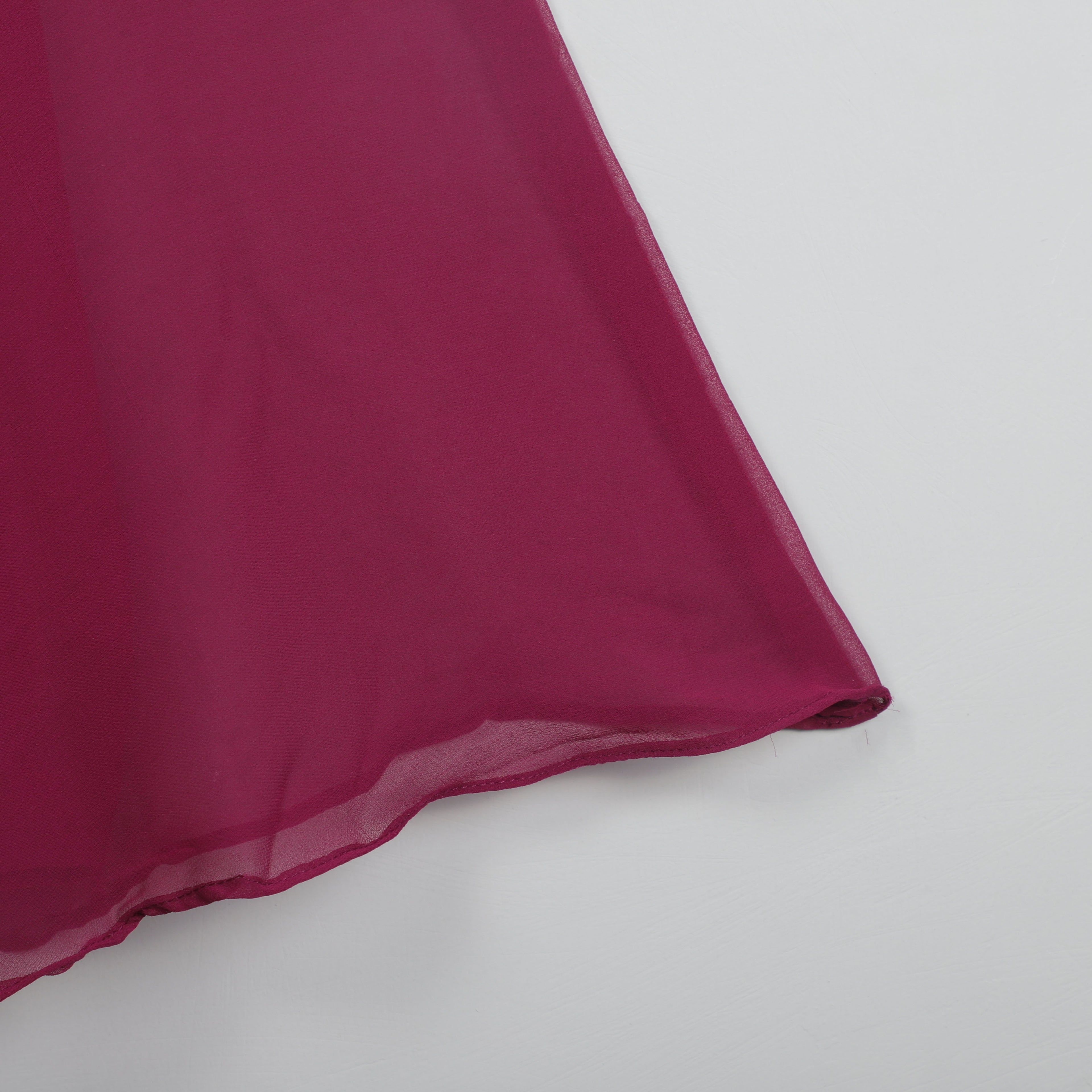 Wine Georgette Anarkali Gown With Embroidery Work on Neck, Yock And Sleeve Opening