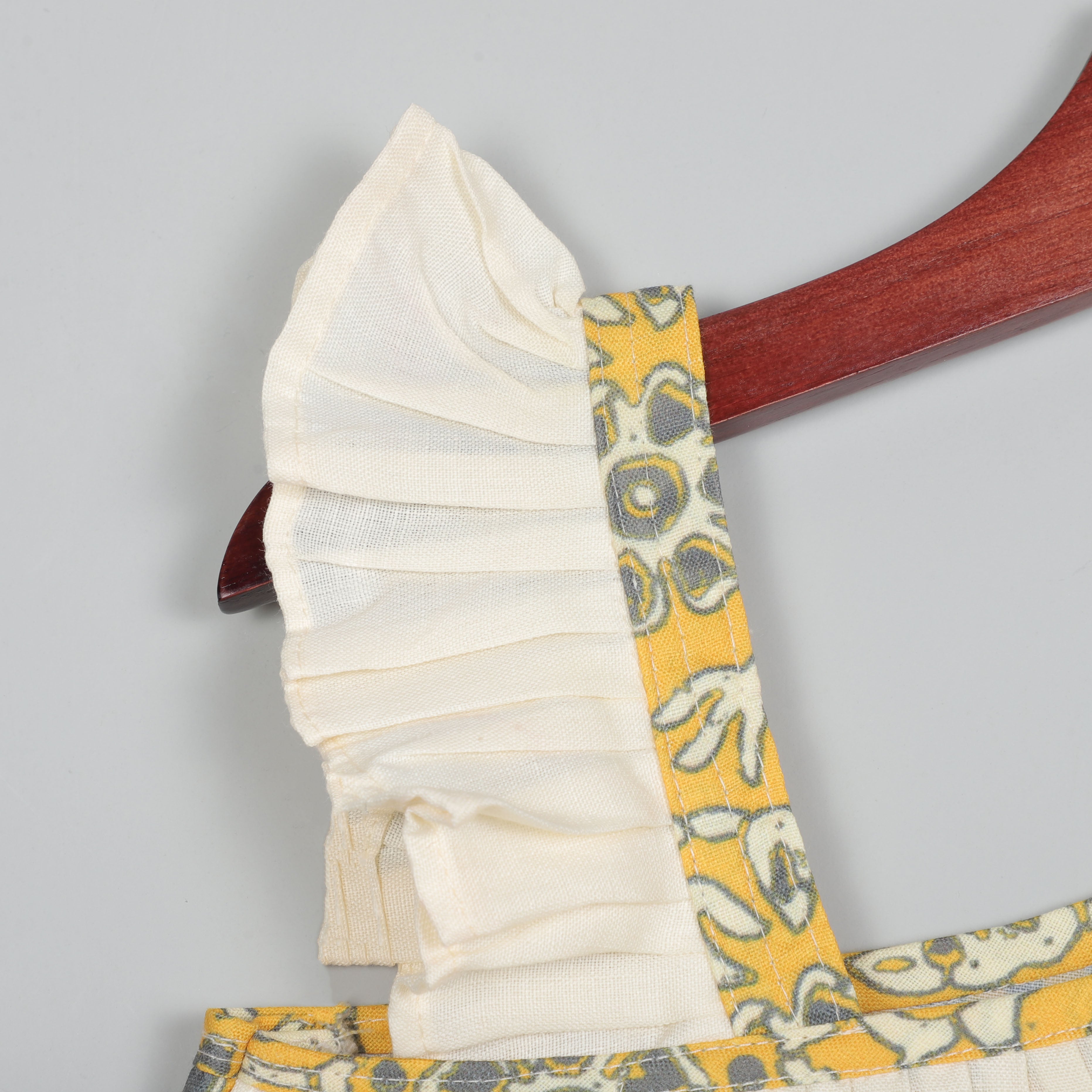 Dress With Ruffle At Neck, One Shoulder And Bottom Hem With Cotrast Color Matching