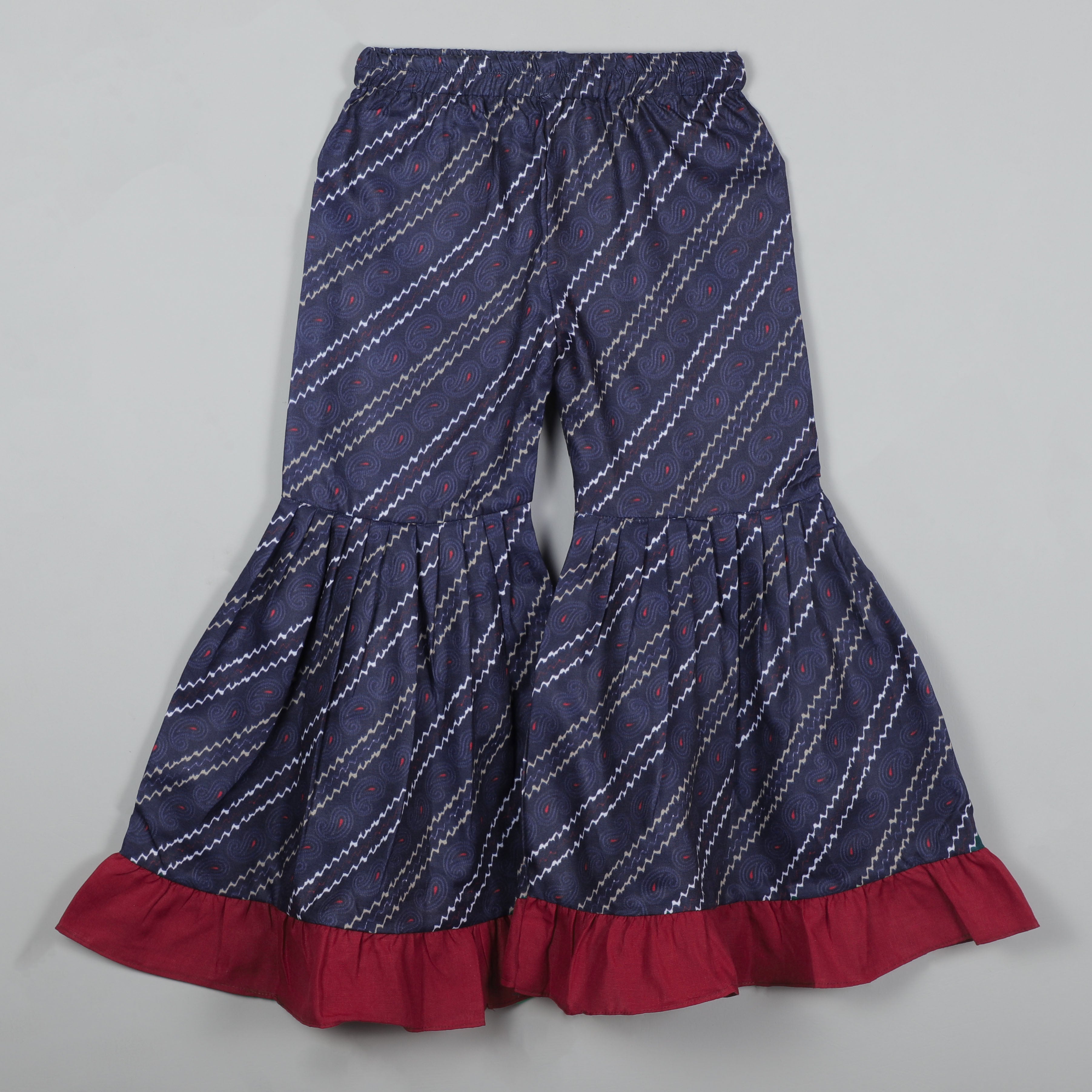 Keyhole Neck Top With Puffy Sleeves And Sharara Set