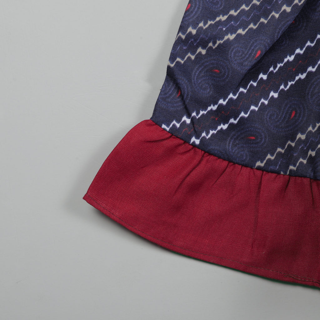 Keyhole Neck Top With Puffy Sleeves And Sharara Set