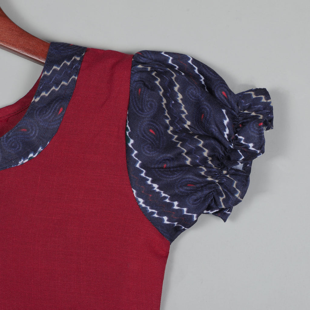 Keyhole Neck Top With Puffy Sleeves And Sharara Set