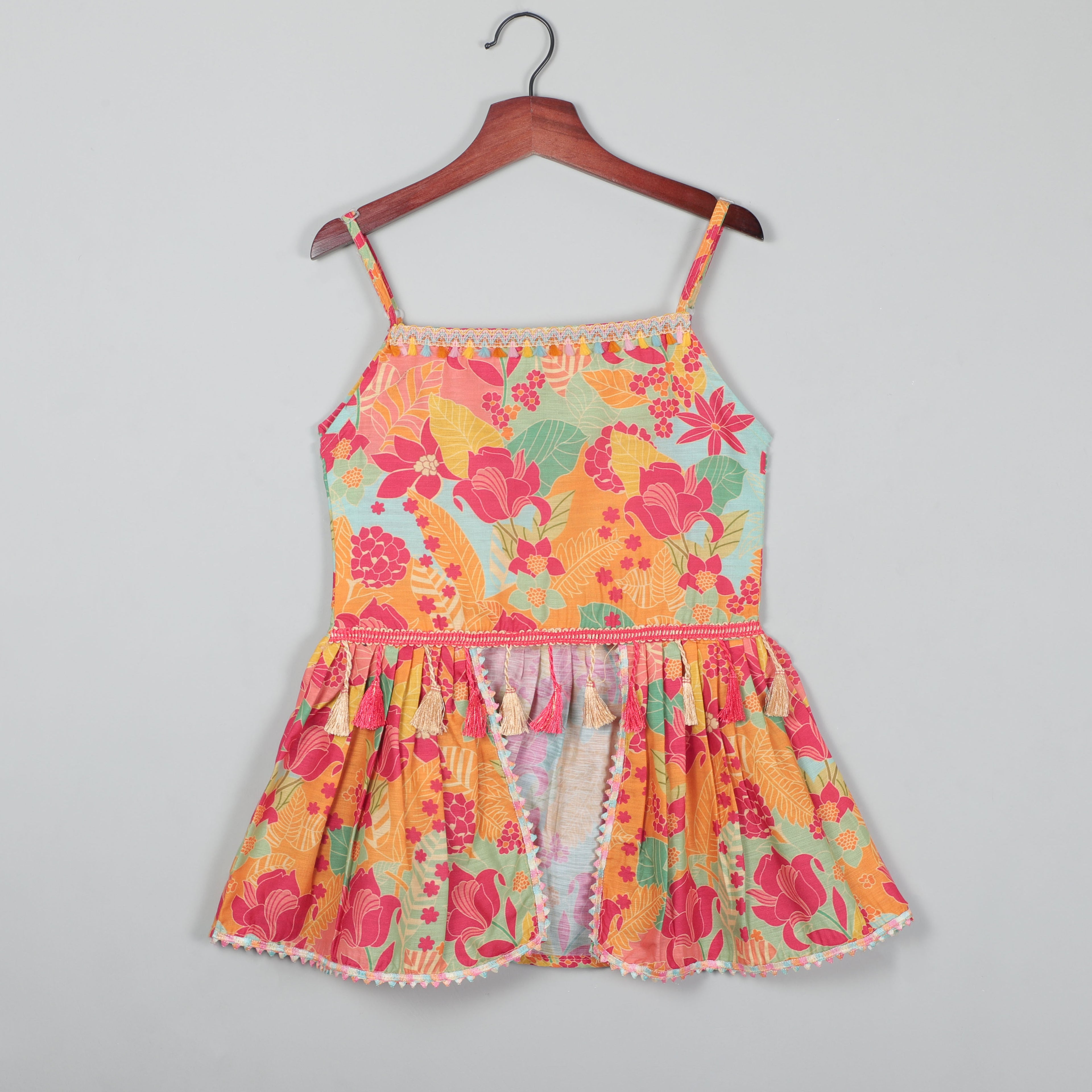 Strappy Top With Adjustable Knots To Tie  At The Back And Striped Pant