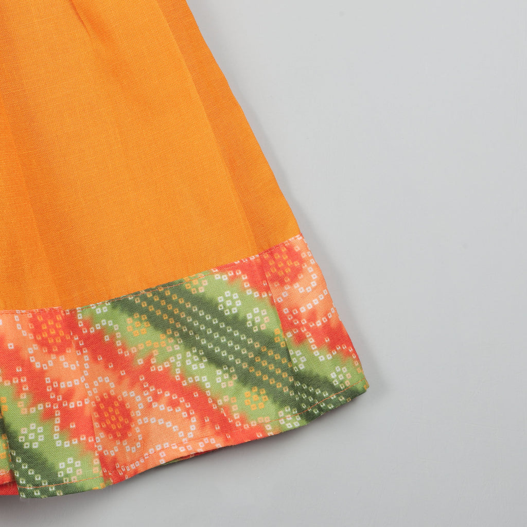 Puffy Short Sleeve Dress With Printed Mix-Up Concept