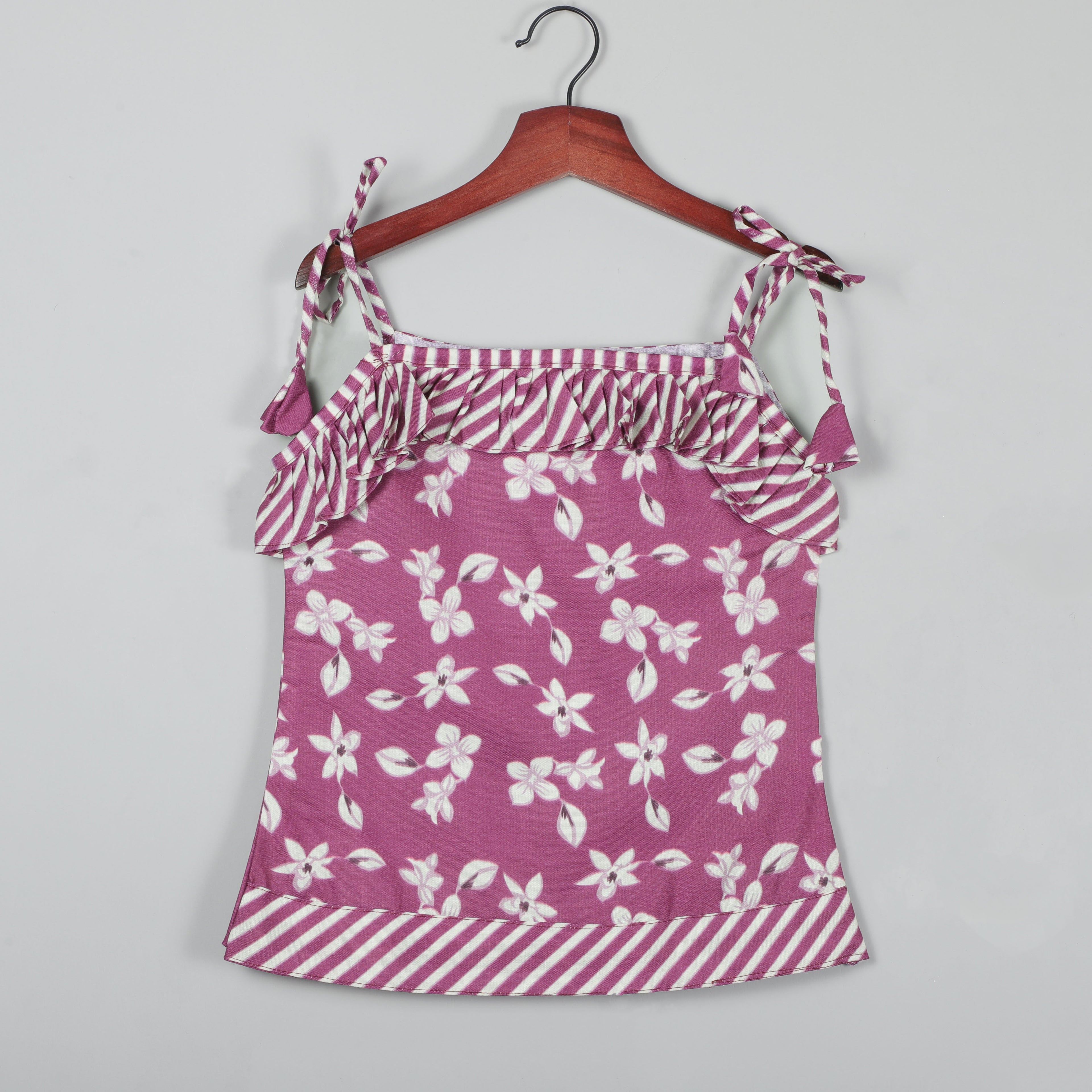 Flower Printed Strappy Tie Top and Sharara Set